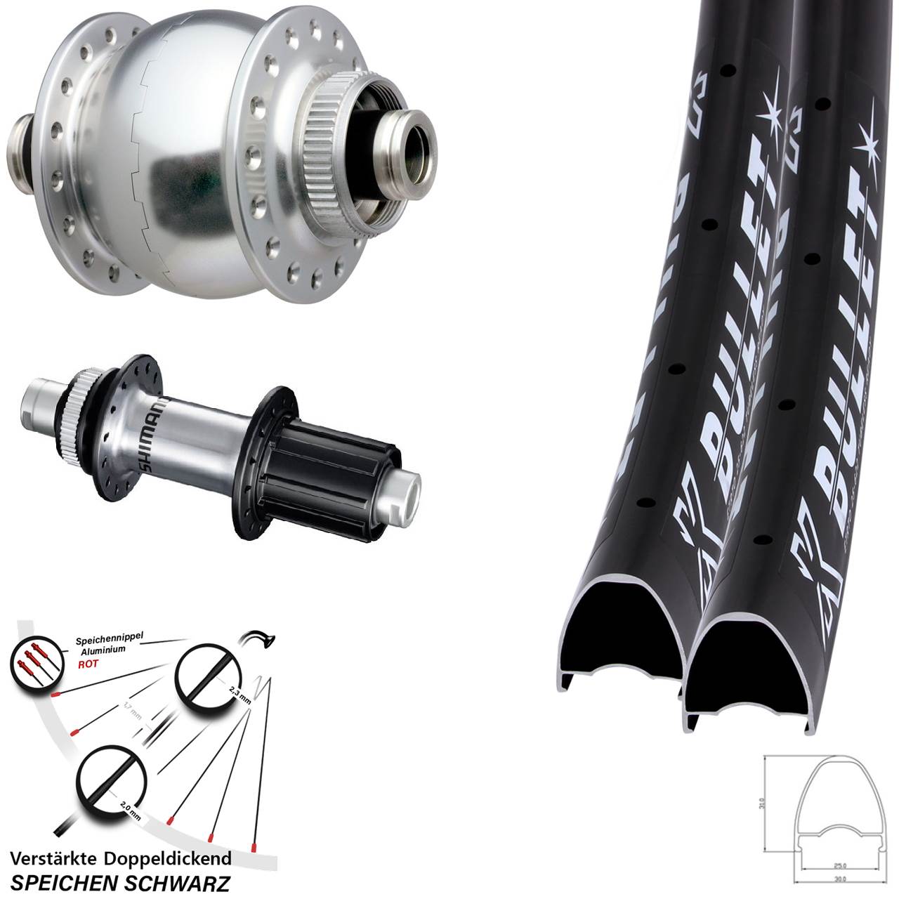 Disc Laufradsatz 12x100/142 29 Zoll KX Bullet OS SONdelux Shimano FH-RS770 8-12 fach HG