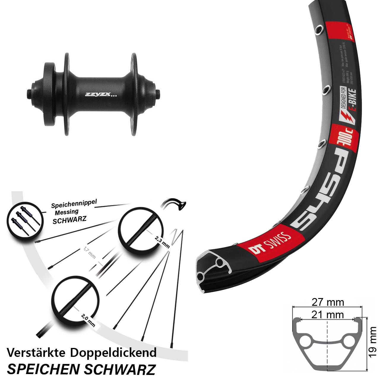 6-Loch Vorderrad 28-29 Zoll DT Swiss 545d Formula DC-21 für Schnellspanner