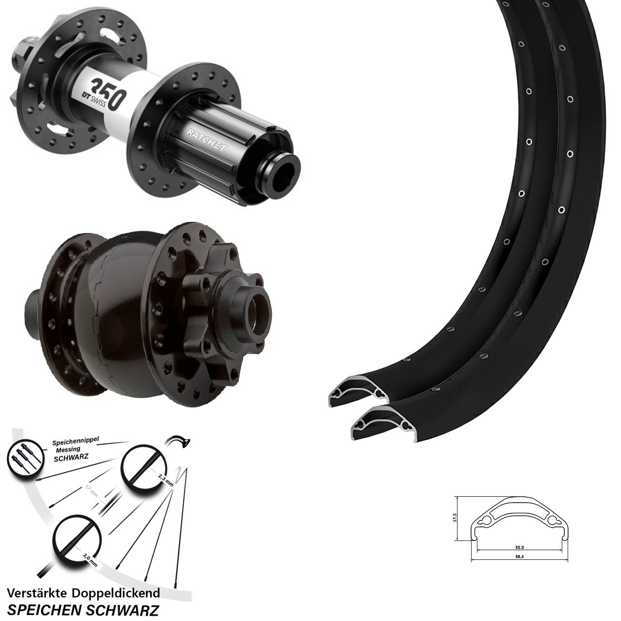 Laufradsatz 6-Loch 15x100 12x142 29 Zoll Ryde Disc 35 DT Swiss 350 SON 28 8-11 fach HG