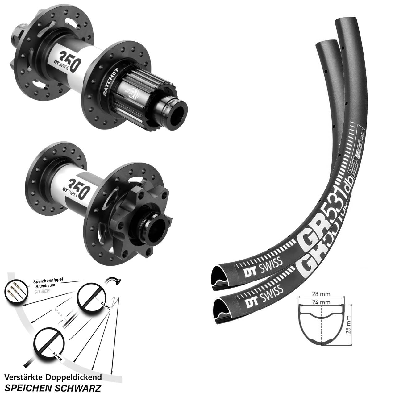 Disc Laufradsatz 15x110 12x148 28-29 Zoll DT Swiss GR 531 350 Shimano Micro Spline