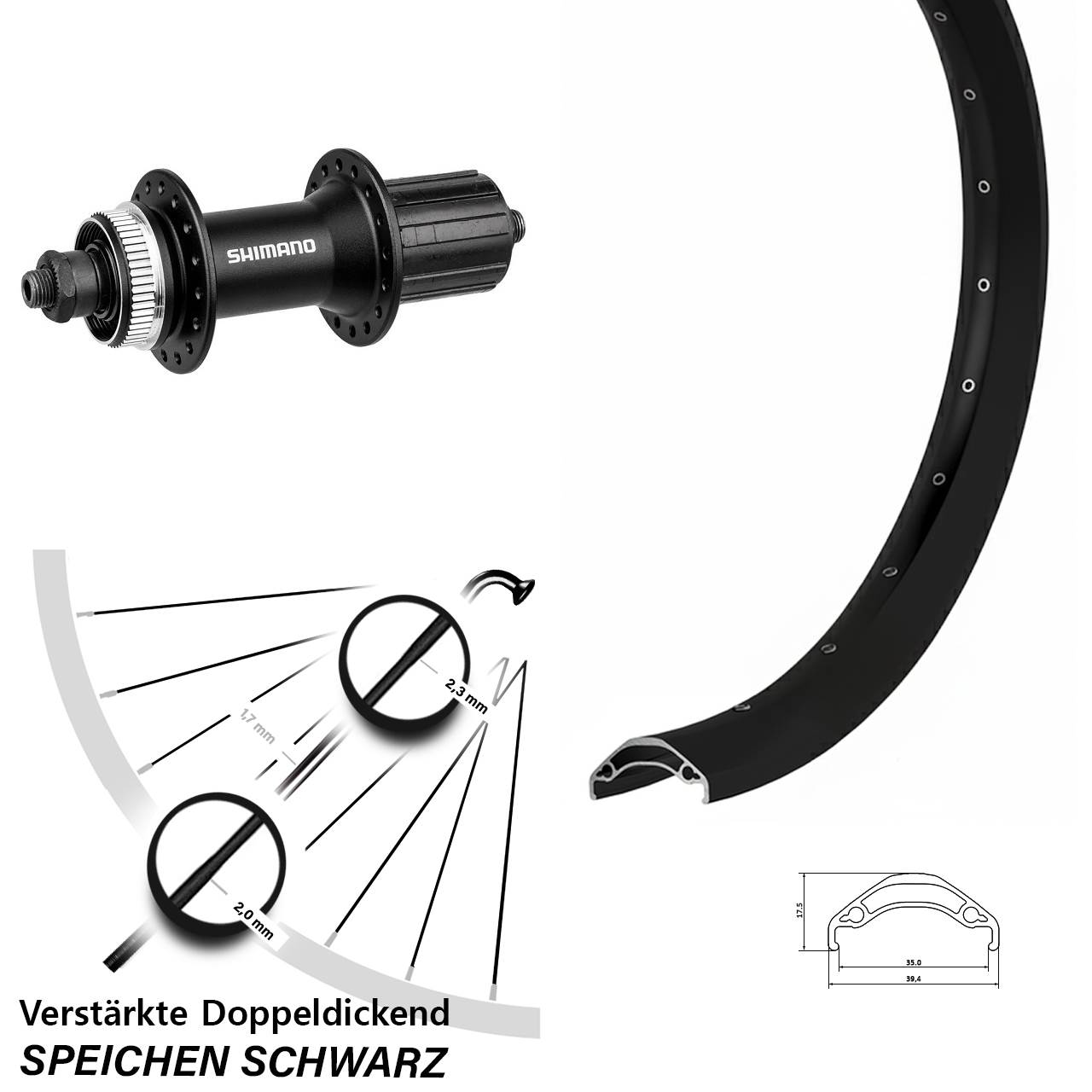 Hinterrad Centerlock für Schnellspanner 29 Zoll Ryde Disc 35 Shimano FH-M4050 8-11 fach HG