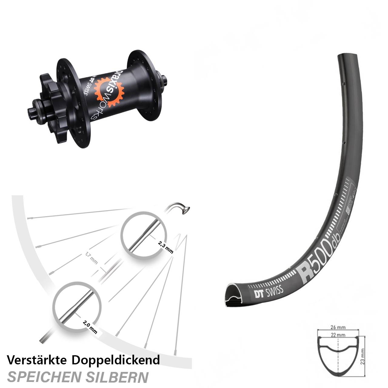 Disc Vorderrad für Schnellspanner 28-29 Zoll DT Swiss R 500-350 QR