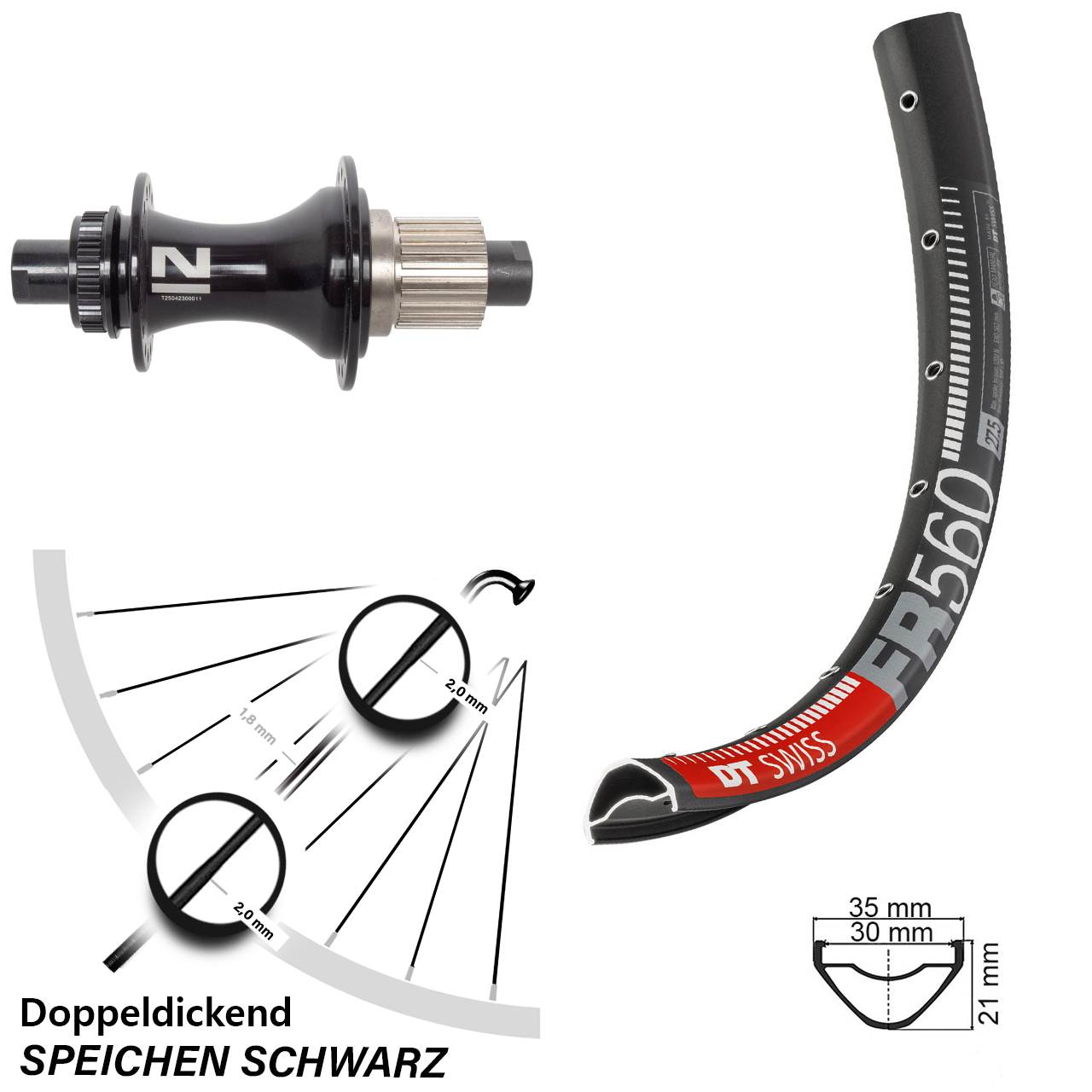 Hinterrad Centerlock 26 Zoll DT Swiss FR560 Novatec D462 Micro Spline 12x148