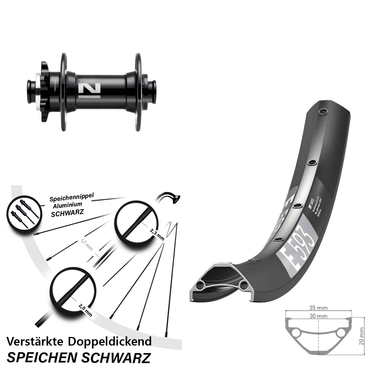 Vorderrad 6-Loch 27,5 Zoll DT Swiss E593 Novatec D041SB 15x110 Boost