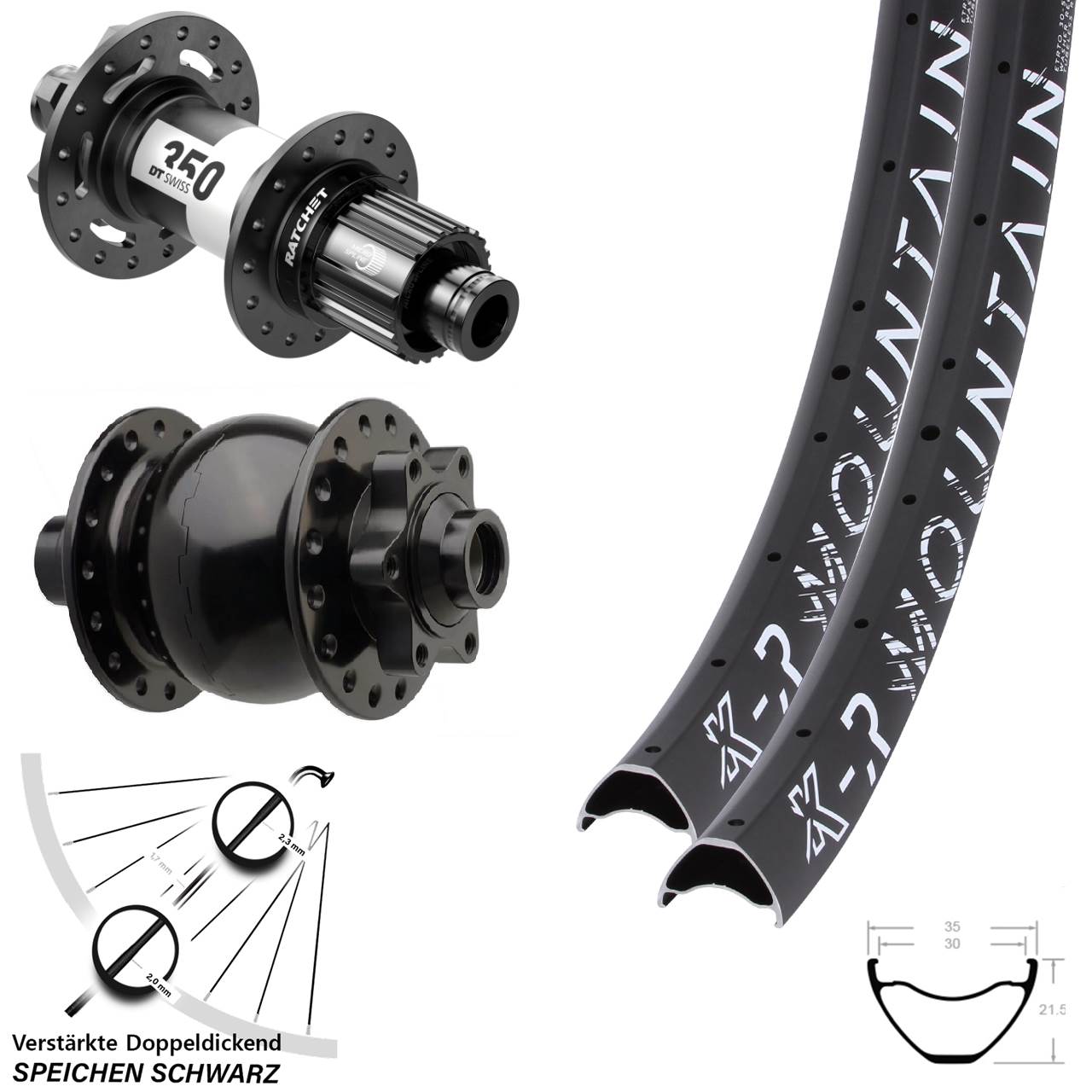 KX-R Mountain DT Swiss 350 SON 28 Disc 6-Loch 27,5 Zoll Laufradsatz Boost Micro Spline