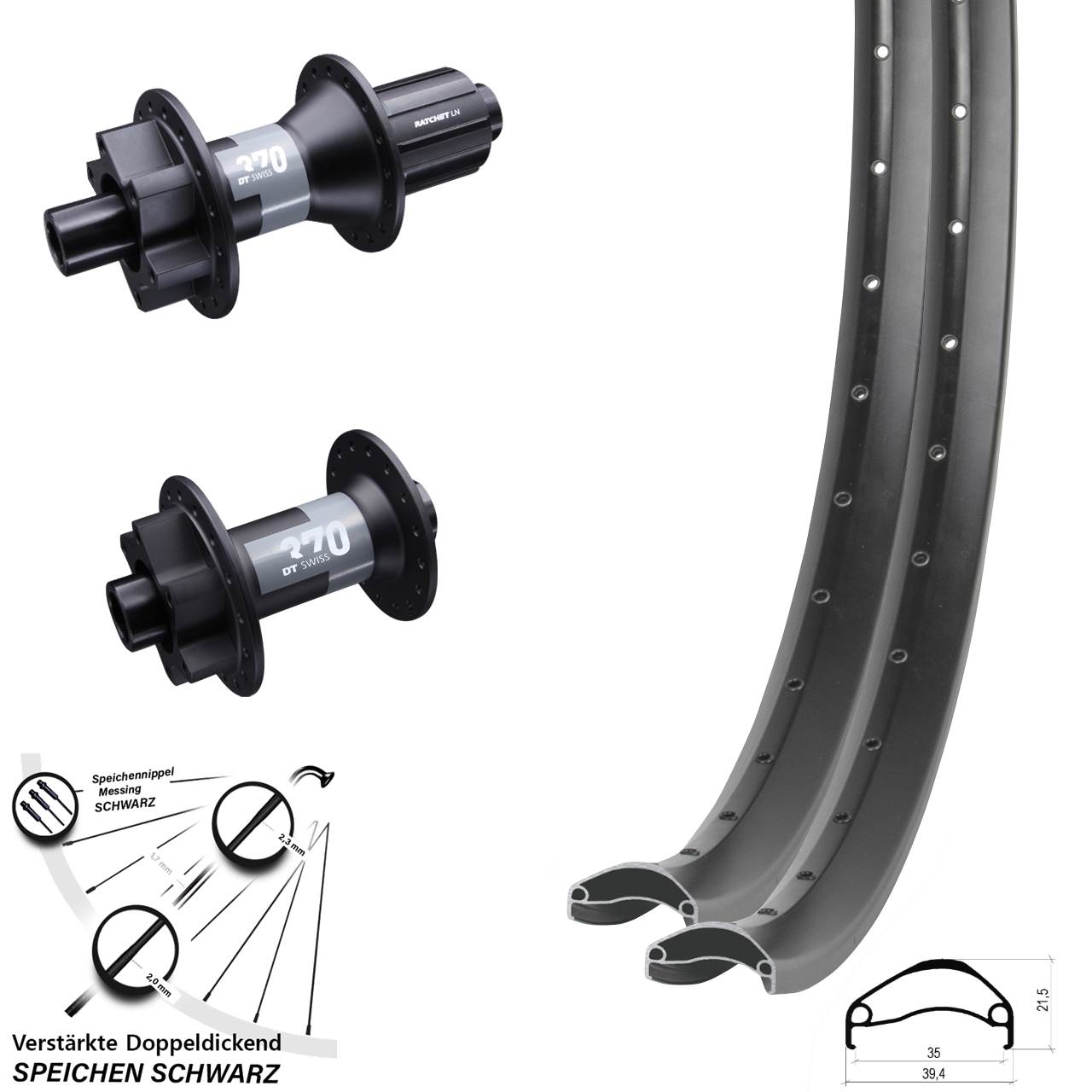Disc Laufrad-Satz 29 Zoll Ambrosio E35 DT Swiss 370 8-11 fach HG 15x100 12x142