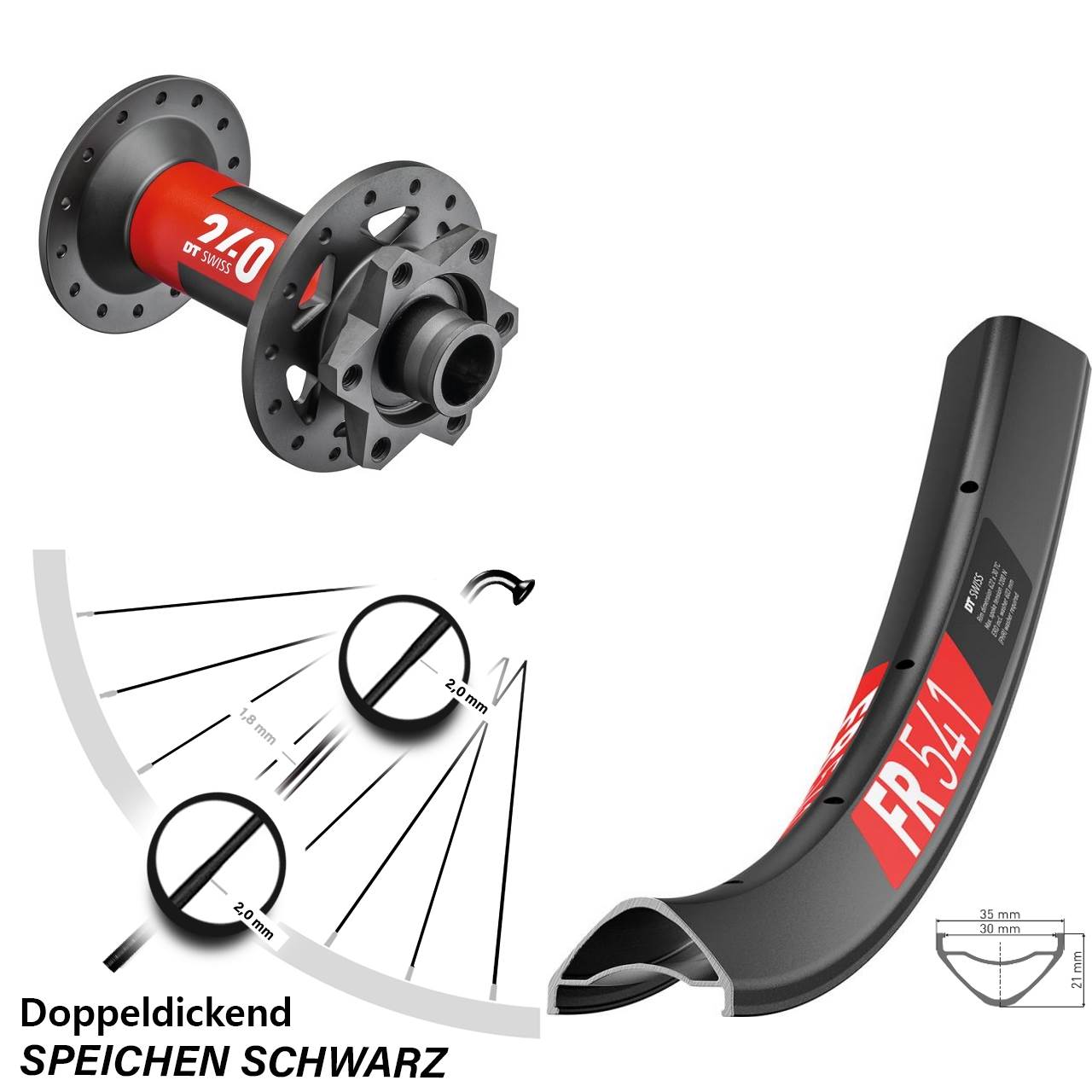 FR 541 DT Swiss 240 Boost 15x110 mm Vorderrad 29 Zoll 6-Loch