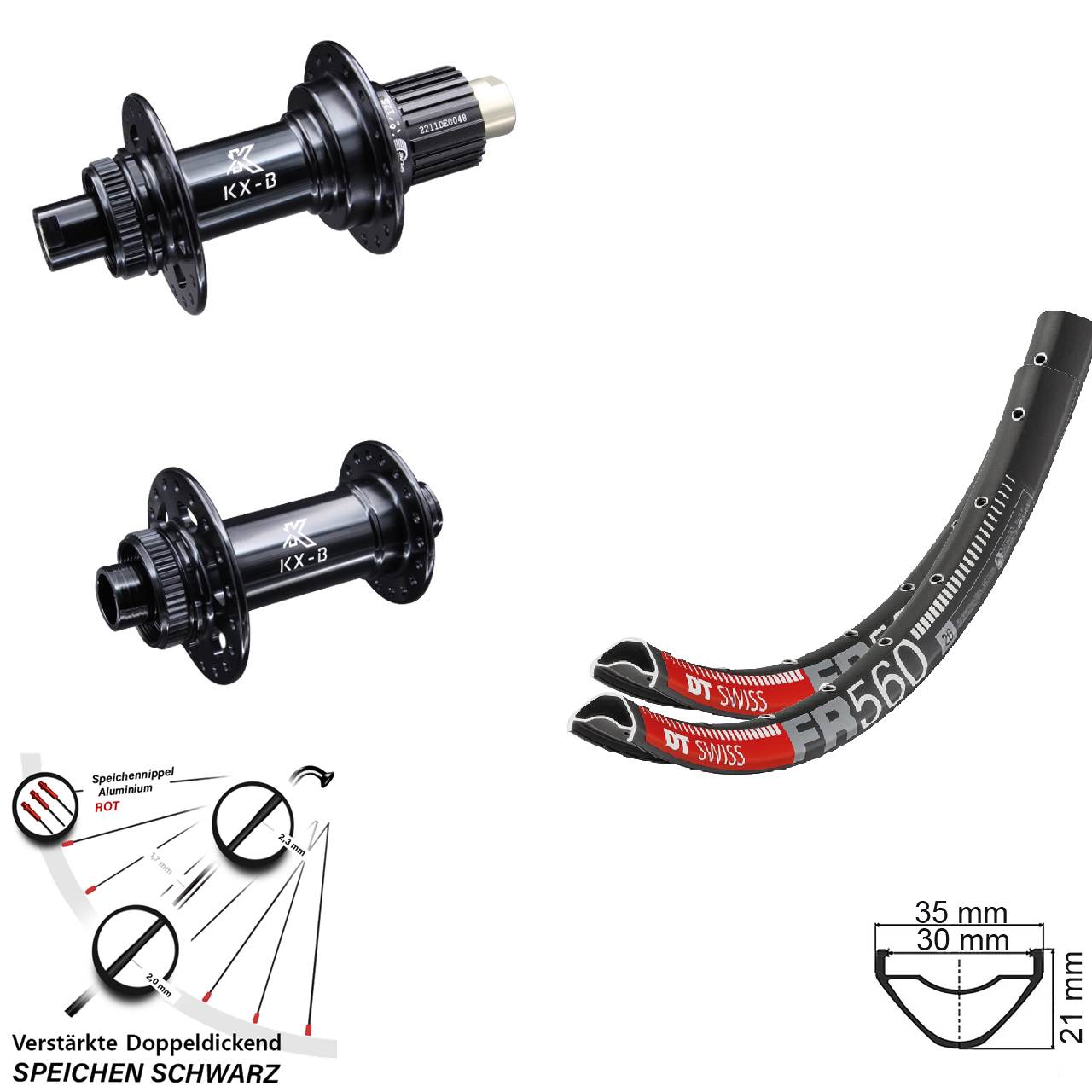 DT Swiss FR560 KX-B 26 Zoll Disc Laufrad-Satz 15x110 12x148 Boost Shimano Micro Spline