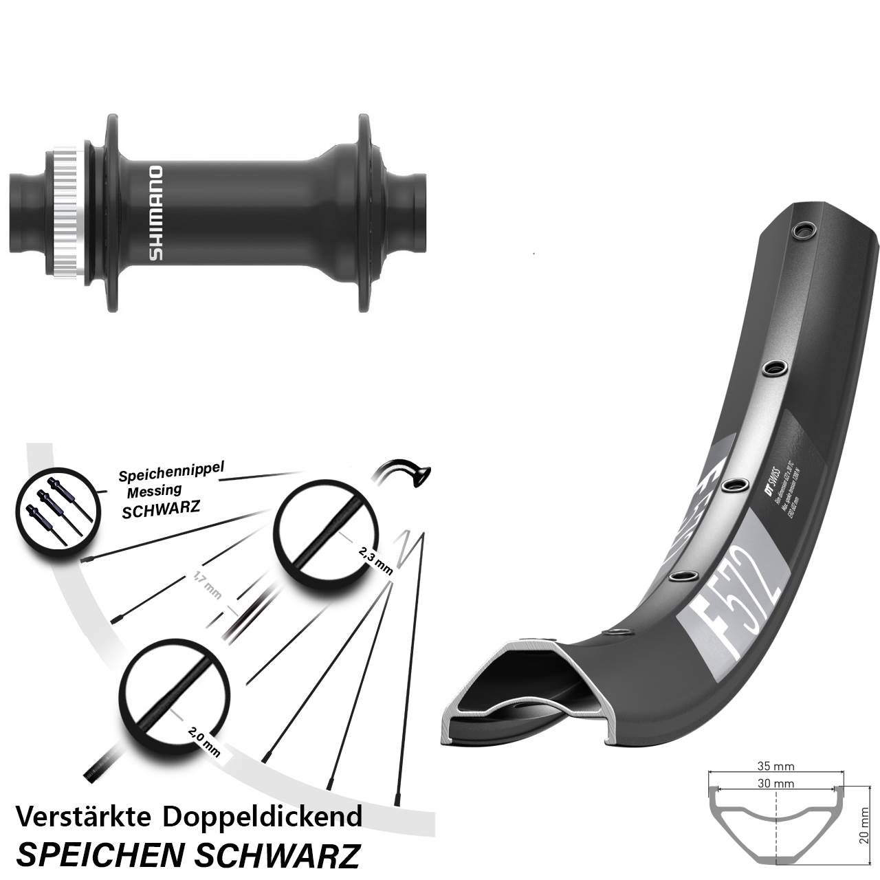 Centerlock Vorderrad 27,5 Zoll DT Swiss F572 Shimano HB-MT410-B 15x110 Boost