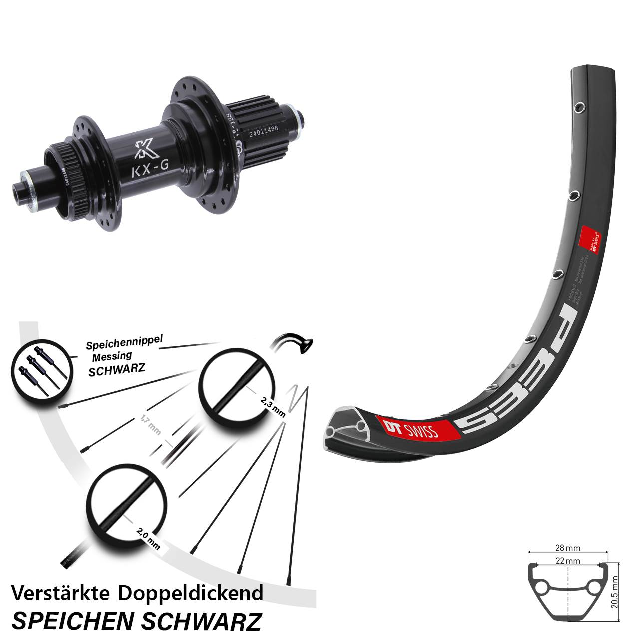 650B DT Swiss 533d KX-G Disc Laufrad für Schnellspanner Micro Spline
