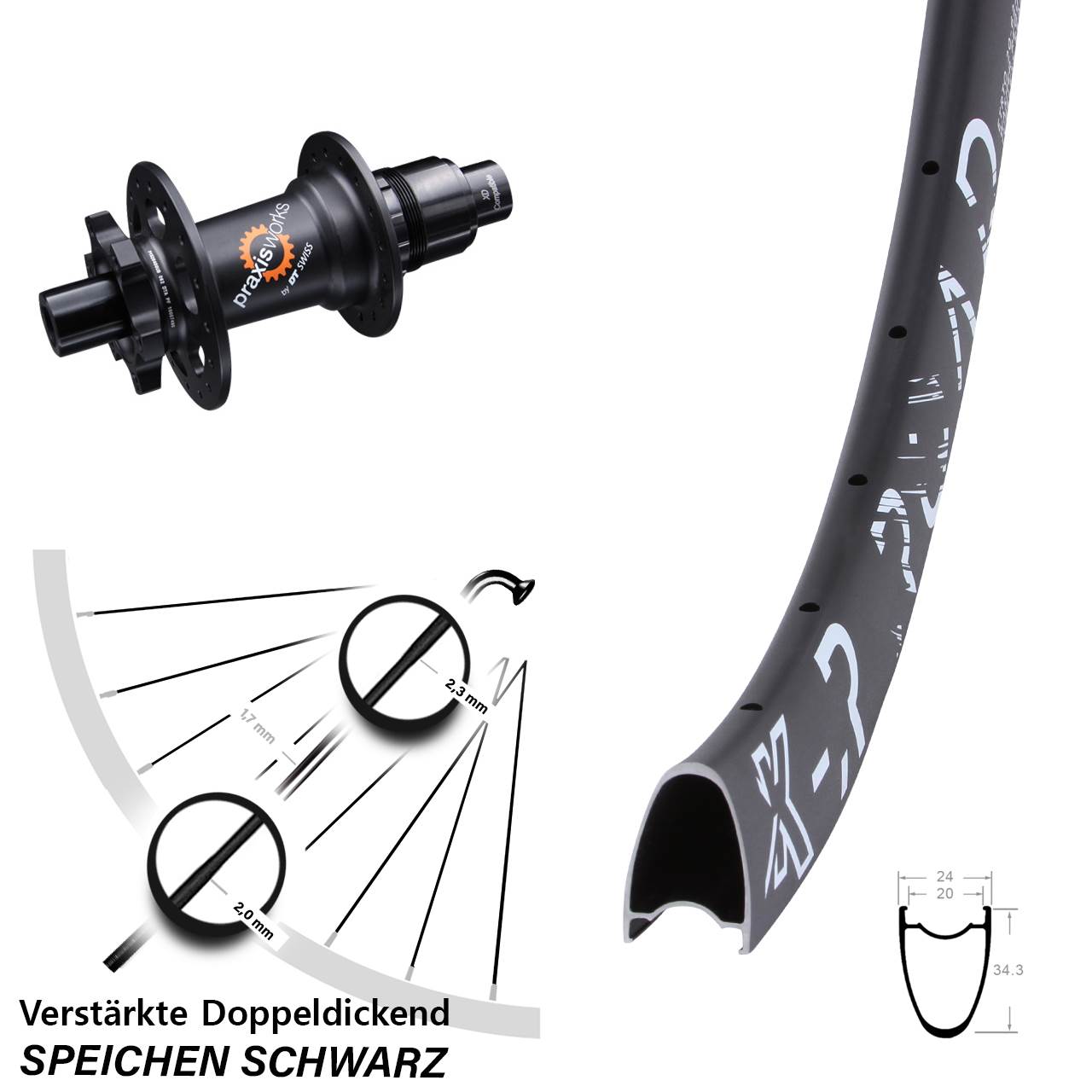 KX-R Road DT Swiss 350 28 Zoll Hinterrad 6-Loch 12x142 XD
