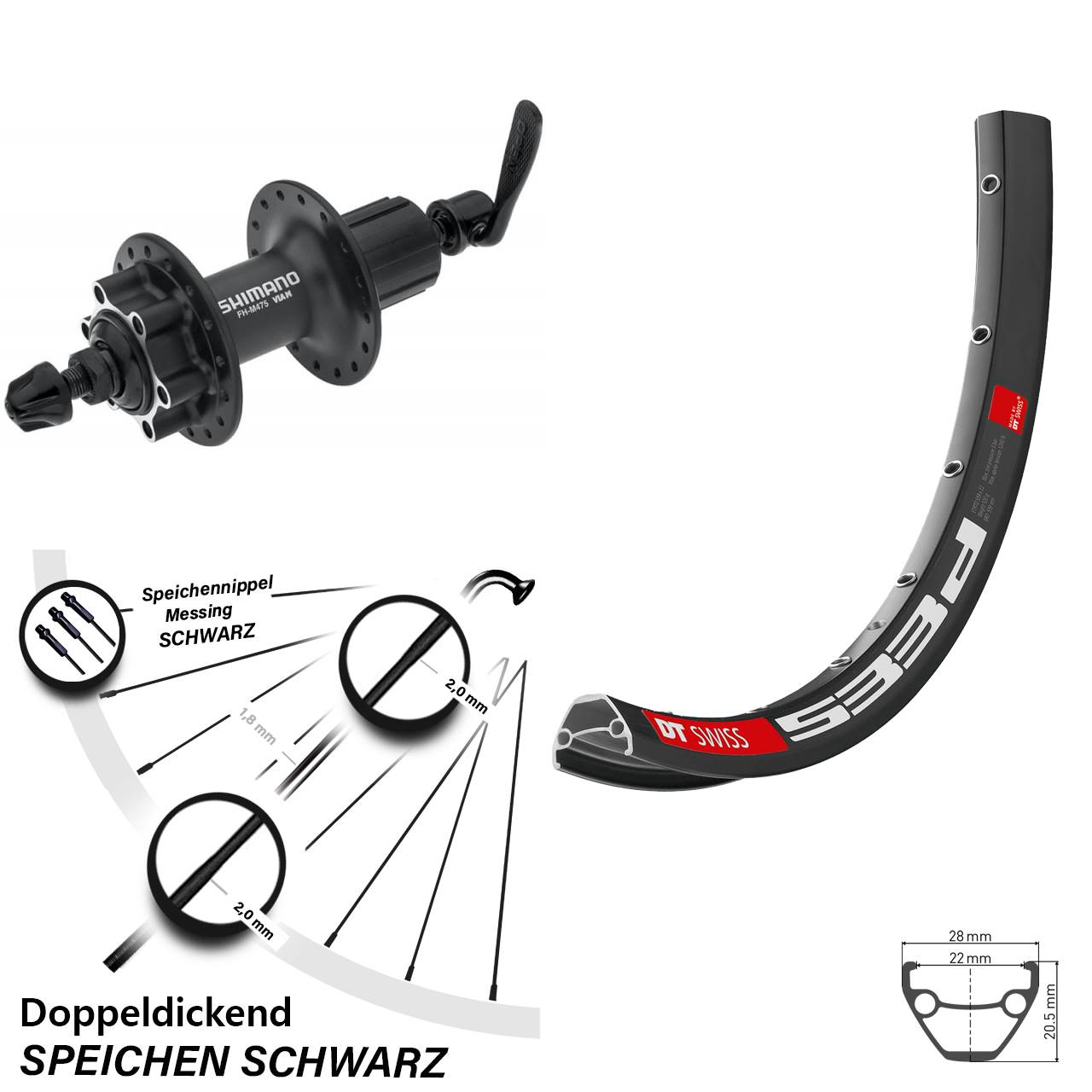 29 Zoll DT Swiss 533 D Shimano Alivio Disc Laufrad für Schnellspanner 8-11 fach
