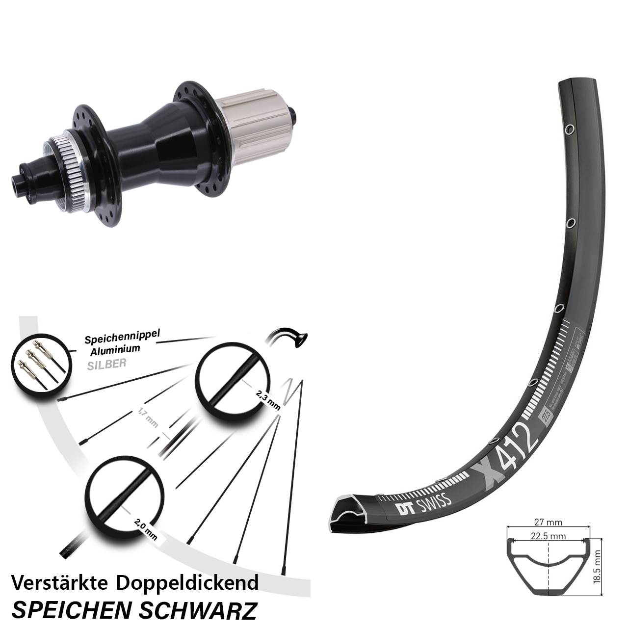 DT Swiss X412 Novatec CL-135 29 Zoll Disc Hinterrad für Schnellspanner 8-12 fach HG
