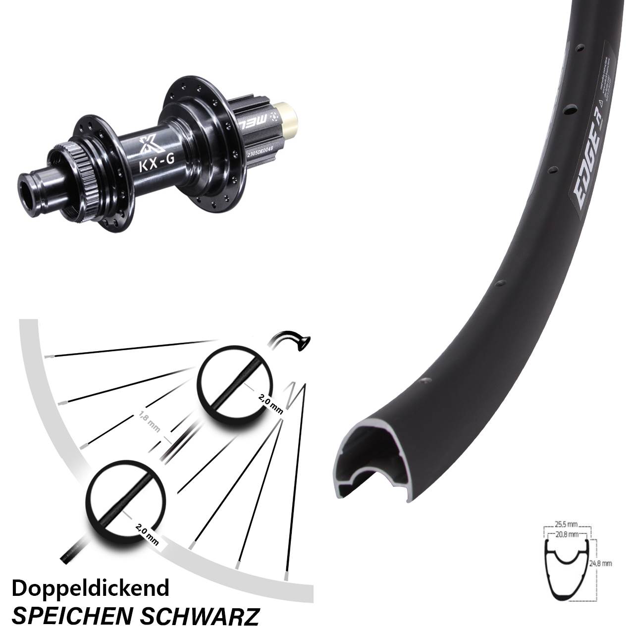 28 Zoll Hinterrad 12x142 mm Campagnolo N3W KX-G Centerlock Ryde Edge R25 OS Disc