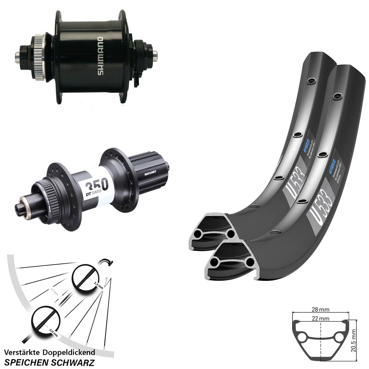 Buje Dinamo 100/32 Negro DH UR700 3D 6V/3W Freno Disco