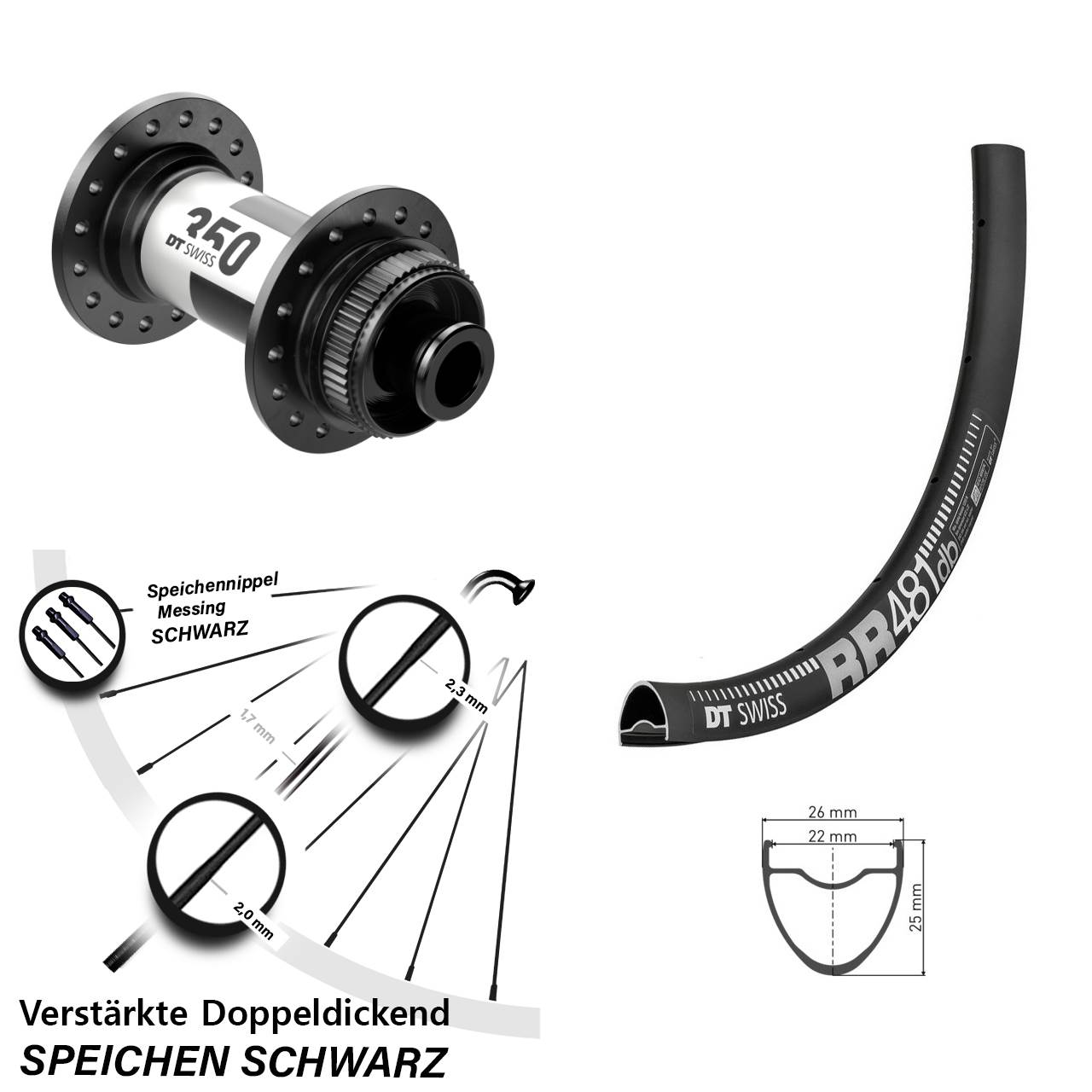 DT Swiss RR 481-350 28 Zoll Disc Vorderrad 12x100
