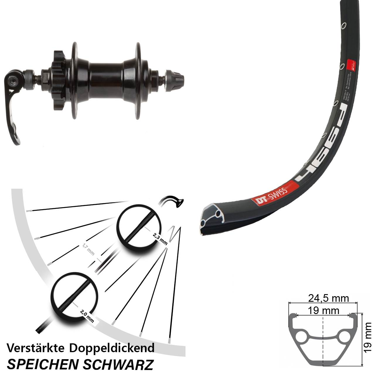 29 Zoll DT Swiss 466d Novatec 6-Loch Vorderrad für Schnellspanner
