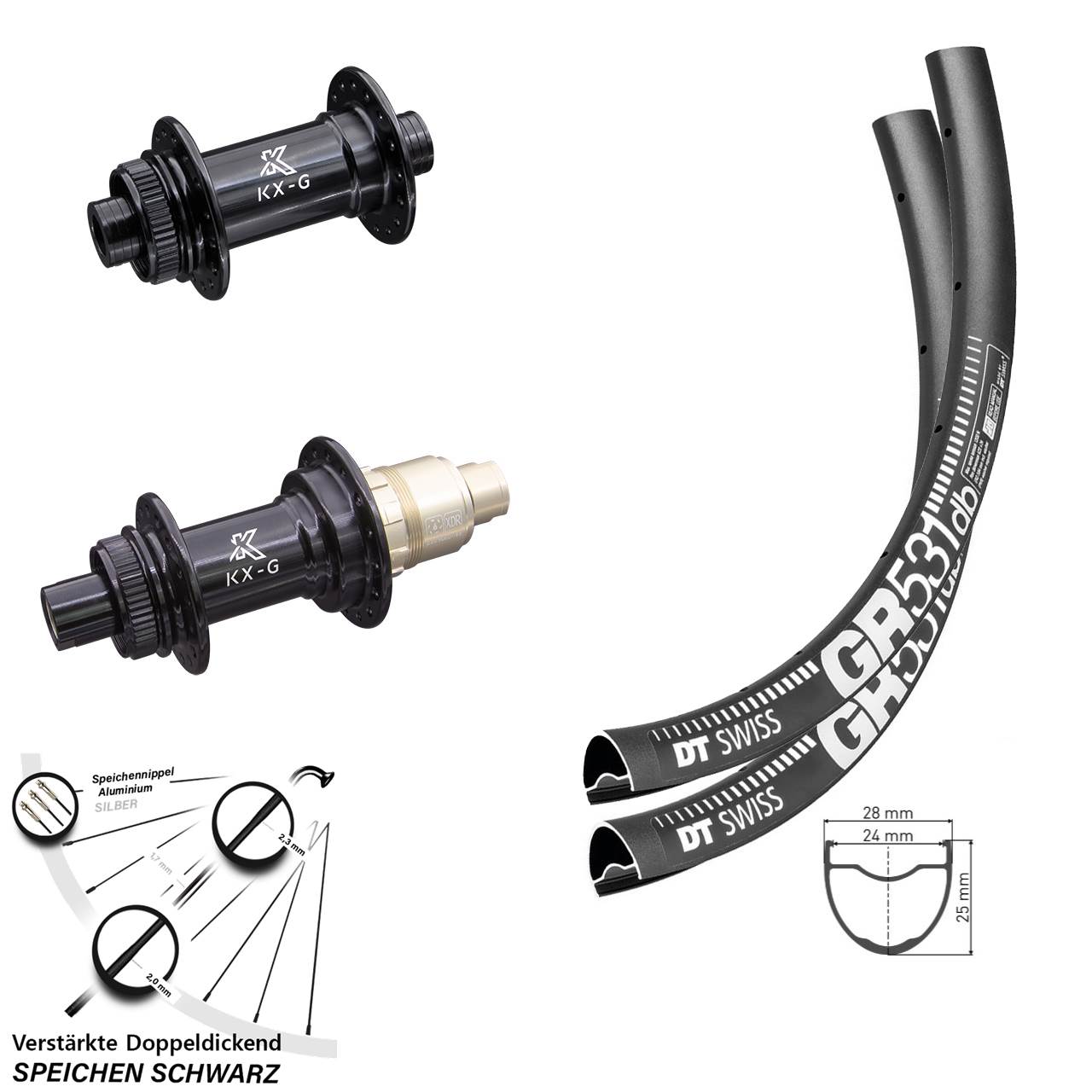 Disc Laufradsatz 29 Zoll DT Swiss GR531 KX-G SRAM XDR 15x100 12x142