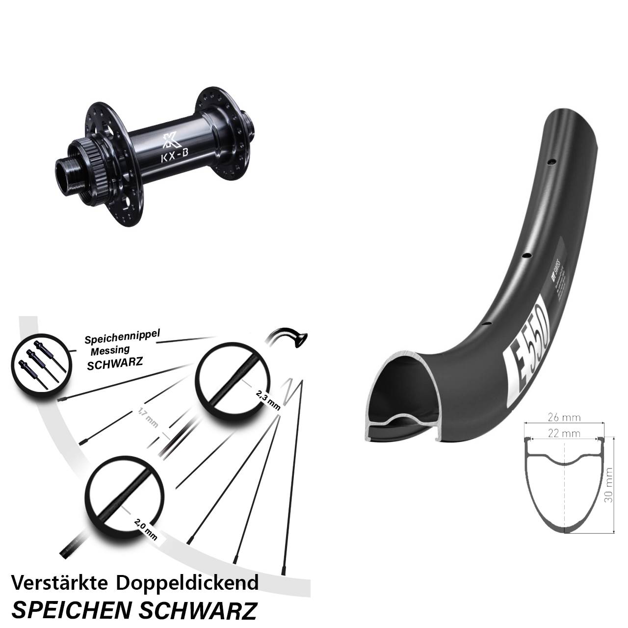 Boost Disc Vorderrad 12x110 28 Zoll DT Swiss E 550 KX-B Gravel