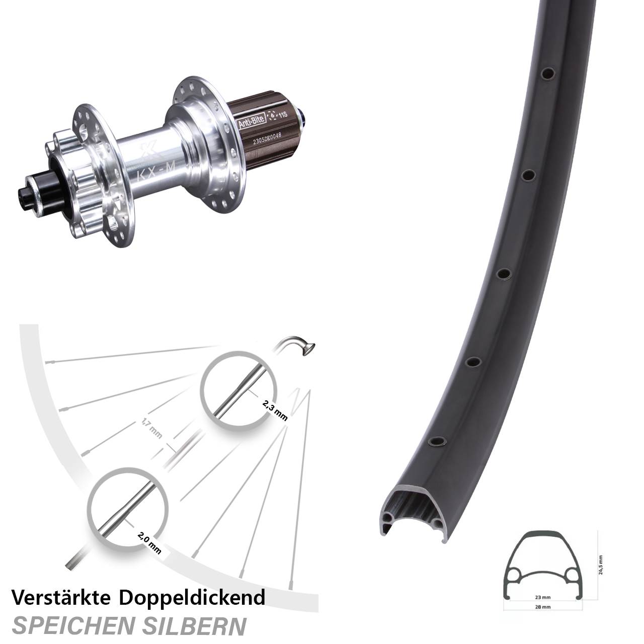 Disc Hinterrad 28-29 Zoll Ambrosio Sport KX-M 8-12 fach HG für Schnellspanner