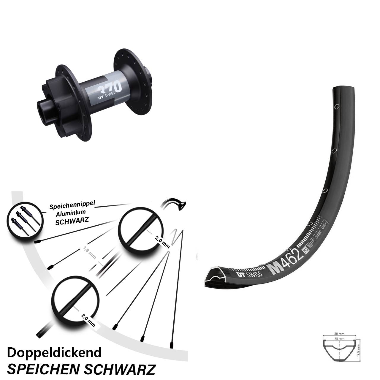 Disc Laufrad 15x100 27,5 Zoll DT Swiss M462 370