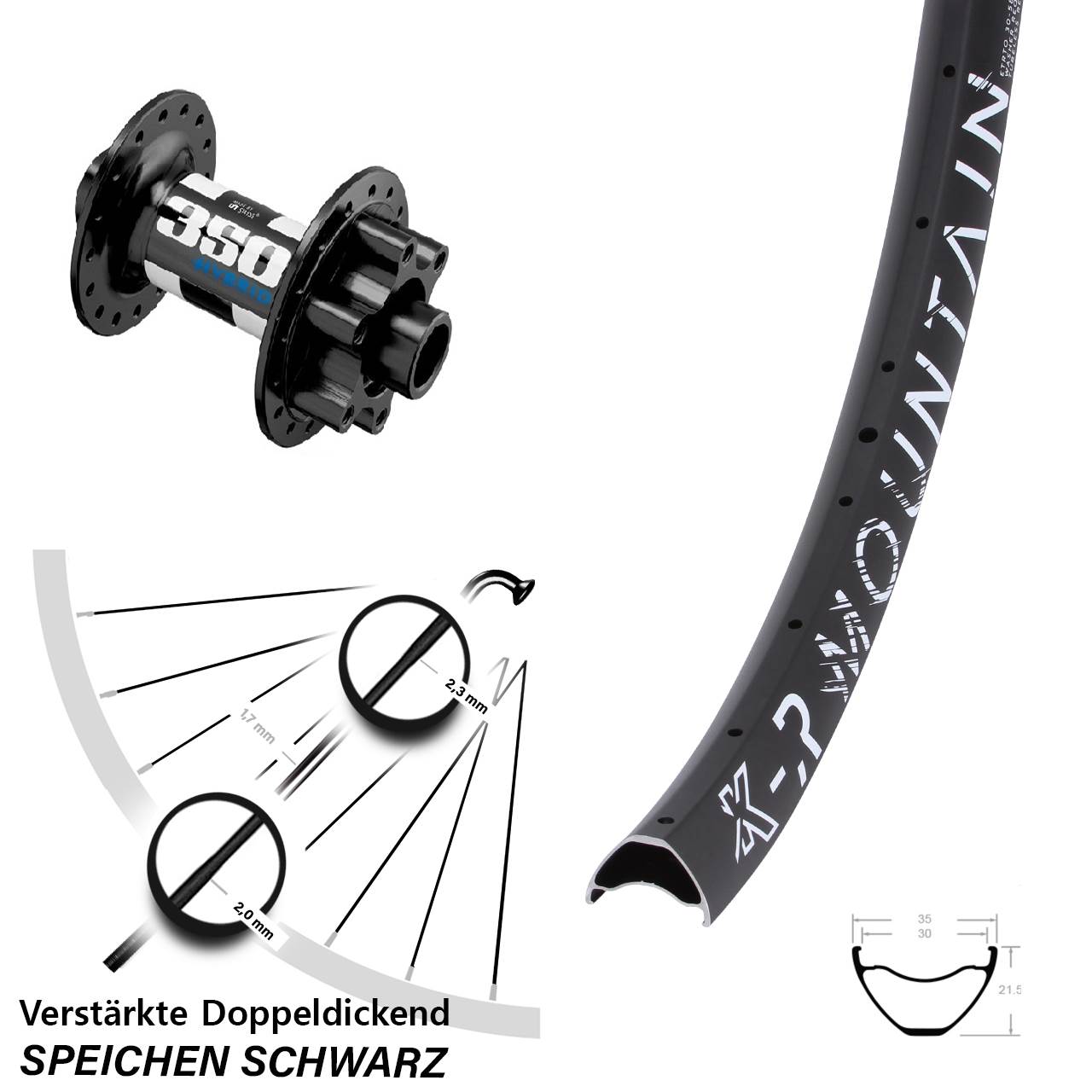 KX-R Mountain DT Swiss 350 Hybrid 29 Zoll Disc Laufrad 15x110 Boost