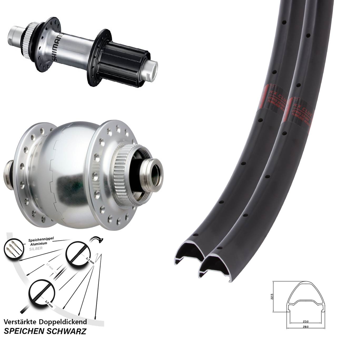 Centerlock Laufradsatz 12x100/142 27,5 Zoll KX Clue SON 28 Shimano GRX 8-12 fach