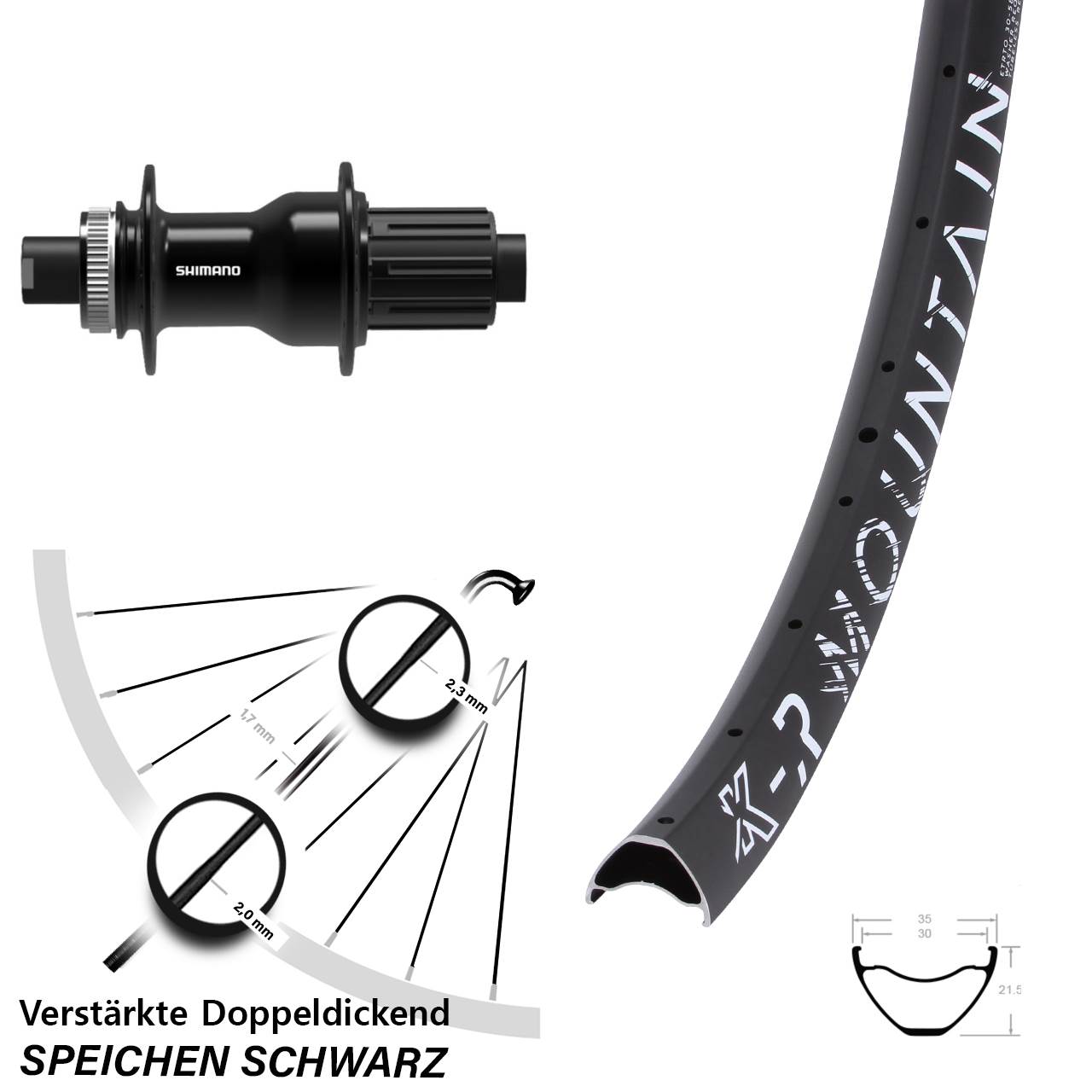 29 Zoll KX-R Mountain Shimano FH-TC500-Boost Disc Laufrad 12x148 8-11 fach HG