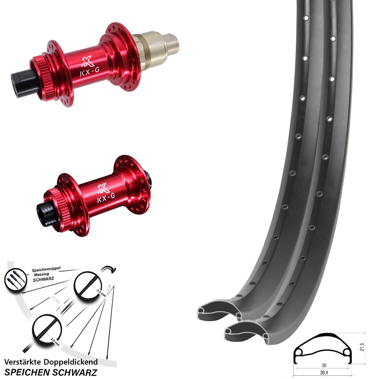 Laufradsatz Centerlock 15x100 12x142 29 Zoll Ambrosio E35 KX-G rot XDR 11-12 fach