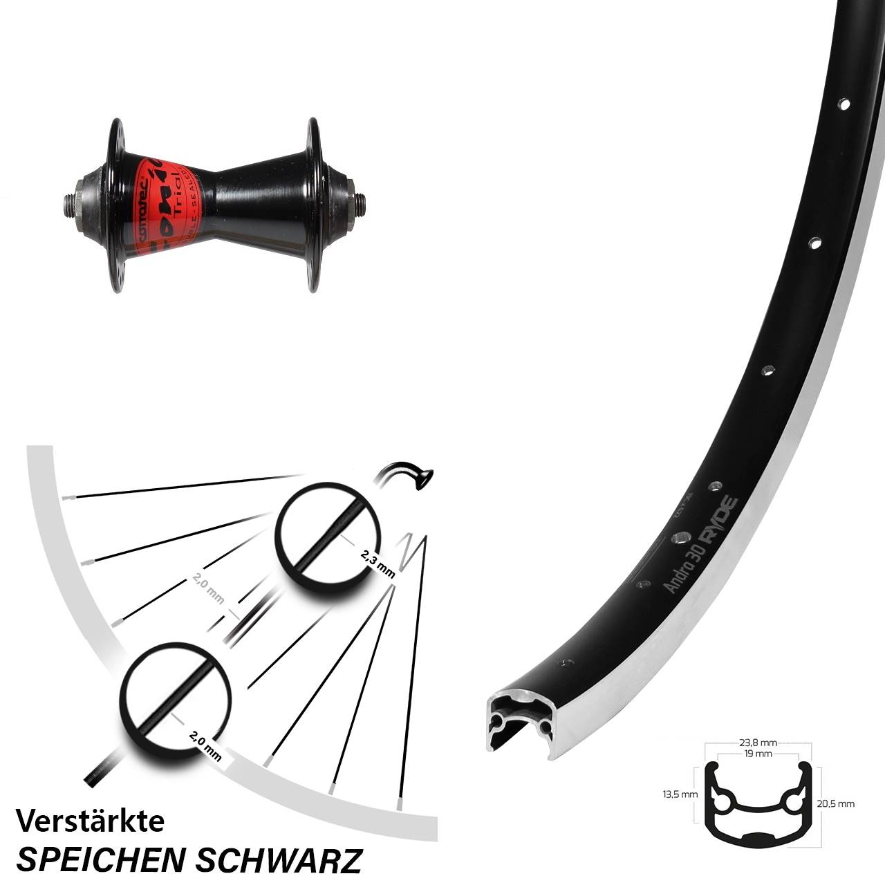 Vorderrad QR 28 Zoll Ryde Andra 30 Formula Conic