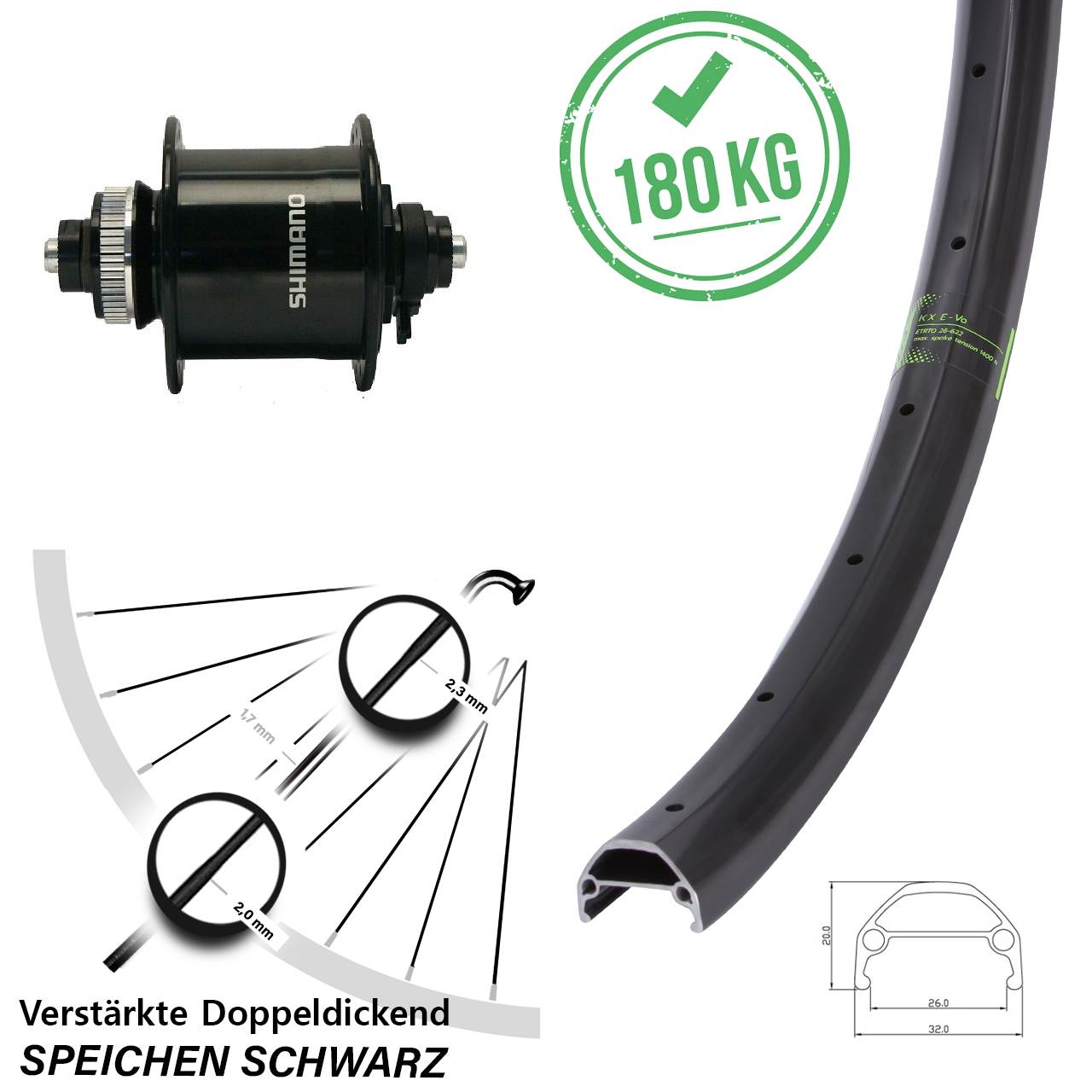 Vorderes Laufrad 28-29 Zoll KX Evo Shimano DH-UR700-3D