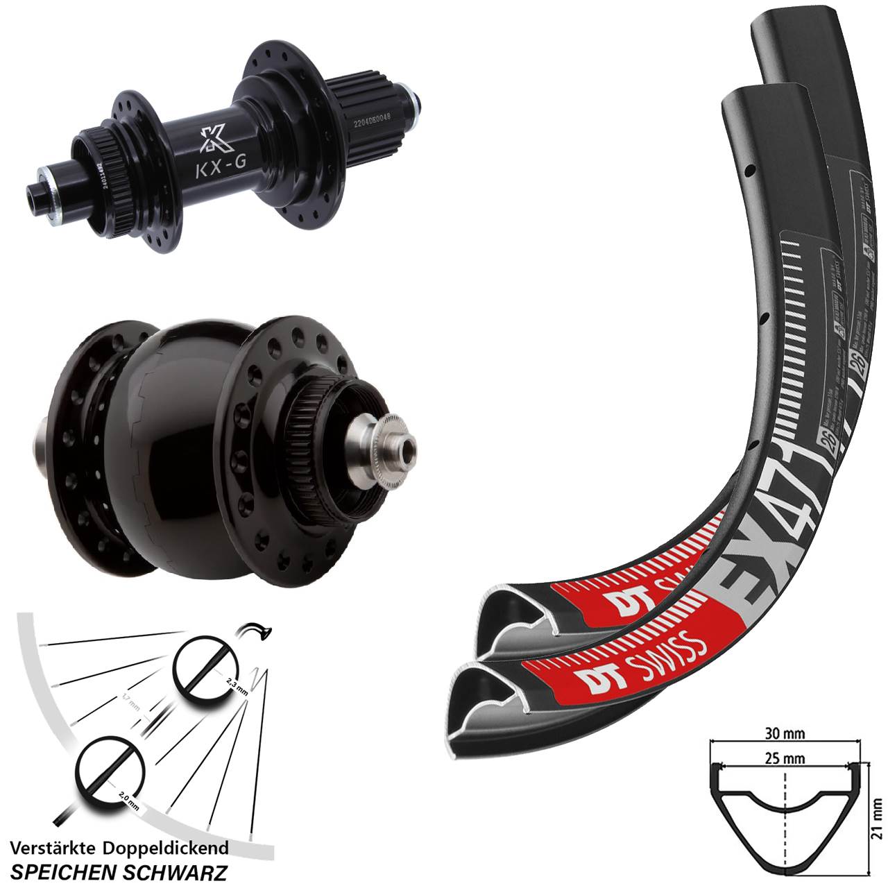 DT Swiss EX471 KX-GS verstärkt SONdelux 650B Laufradsatz Disc QR Micro Spline