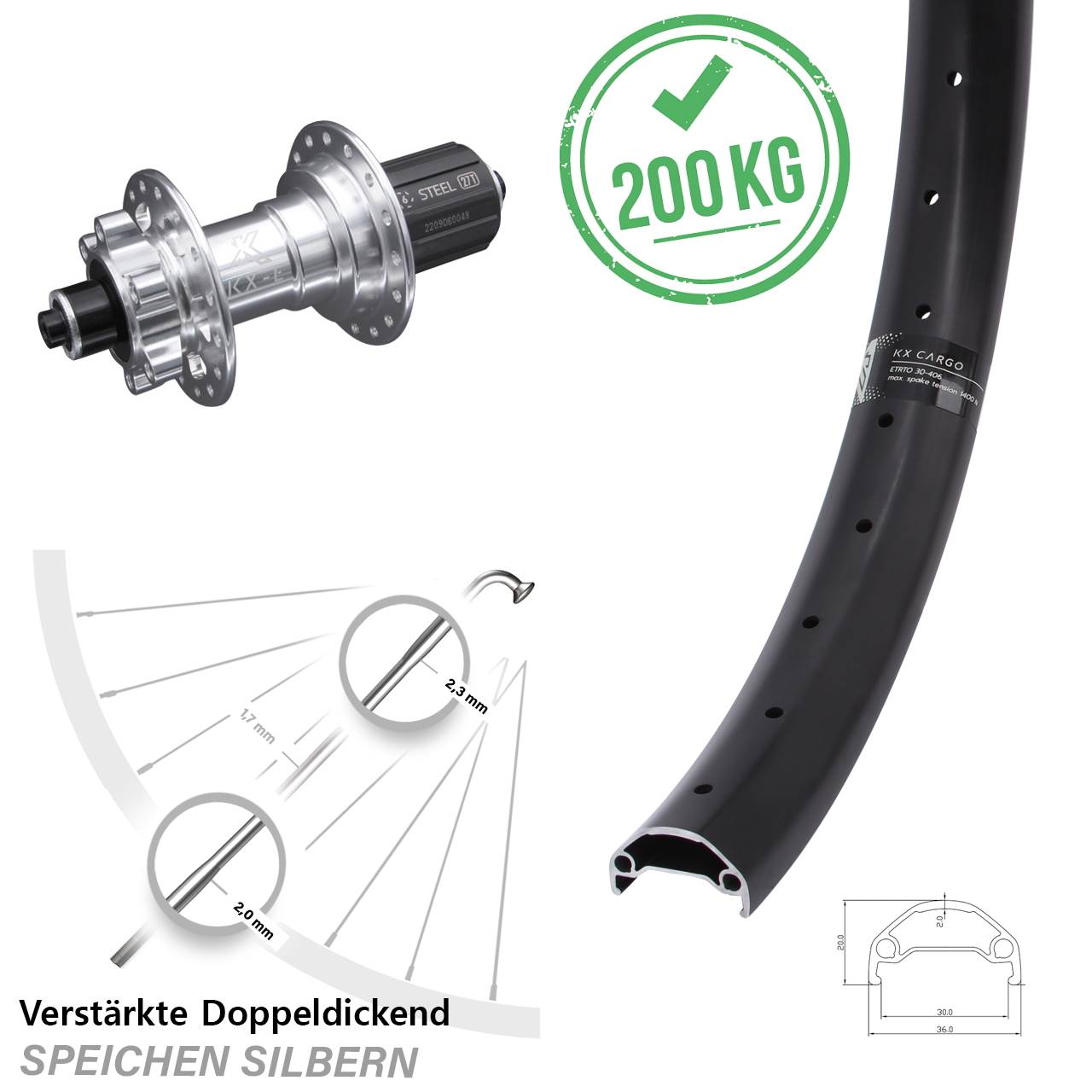 Disc Laufrad QR 26 Zoll KX-E Cargo 6-fach gelagert 8-12 fach