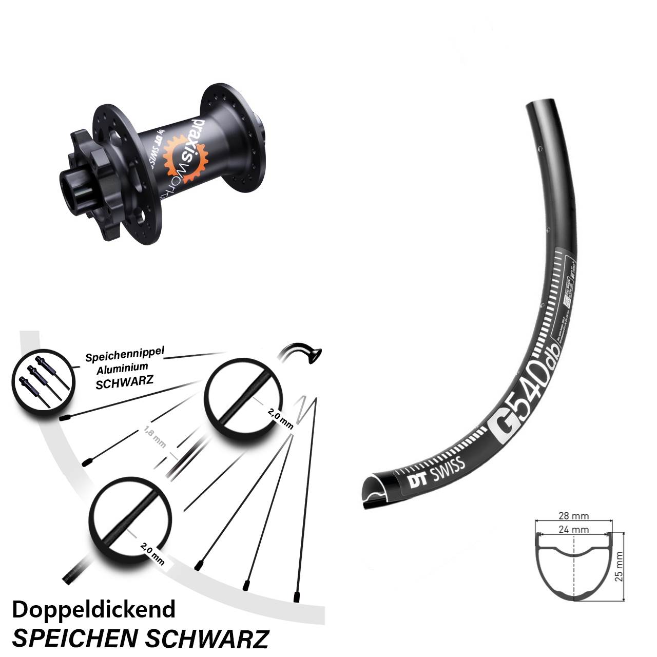 DT Swiss G 540 350 SL 27,5 Zoll 6-Loch Vorderrad 12x100
