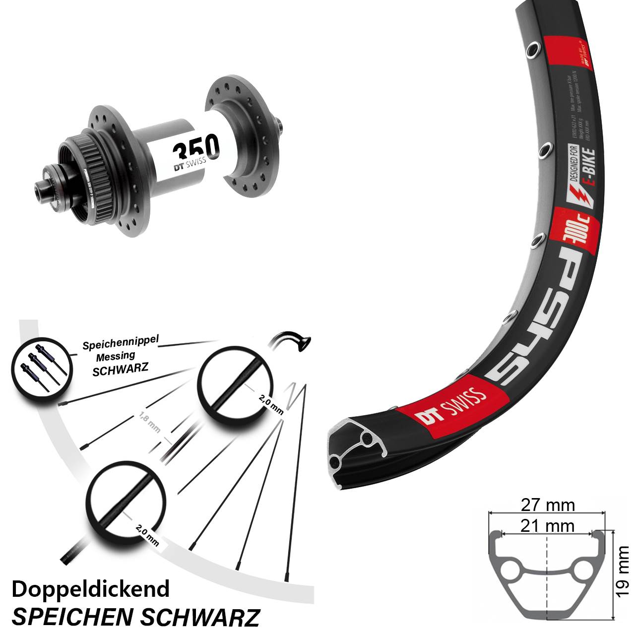 Vorderrad Centerlock für Schnellspanner 26 Zoll DT Swiss 545-350