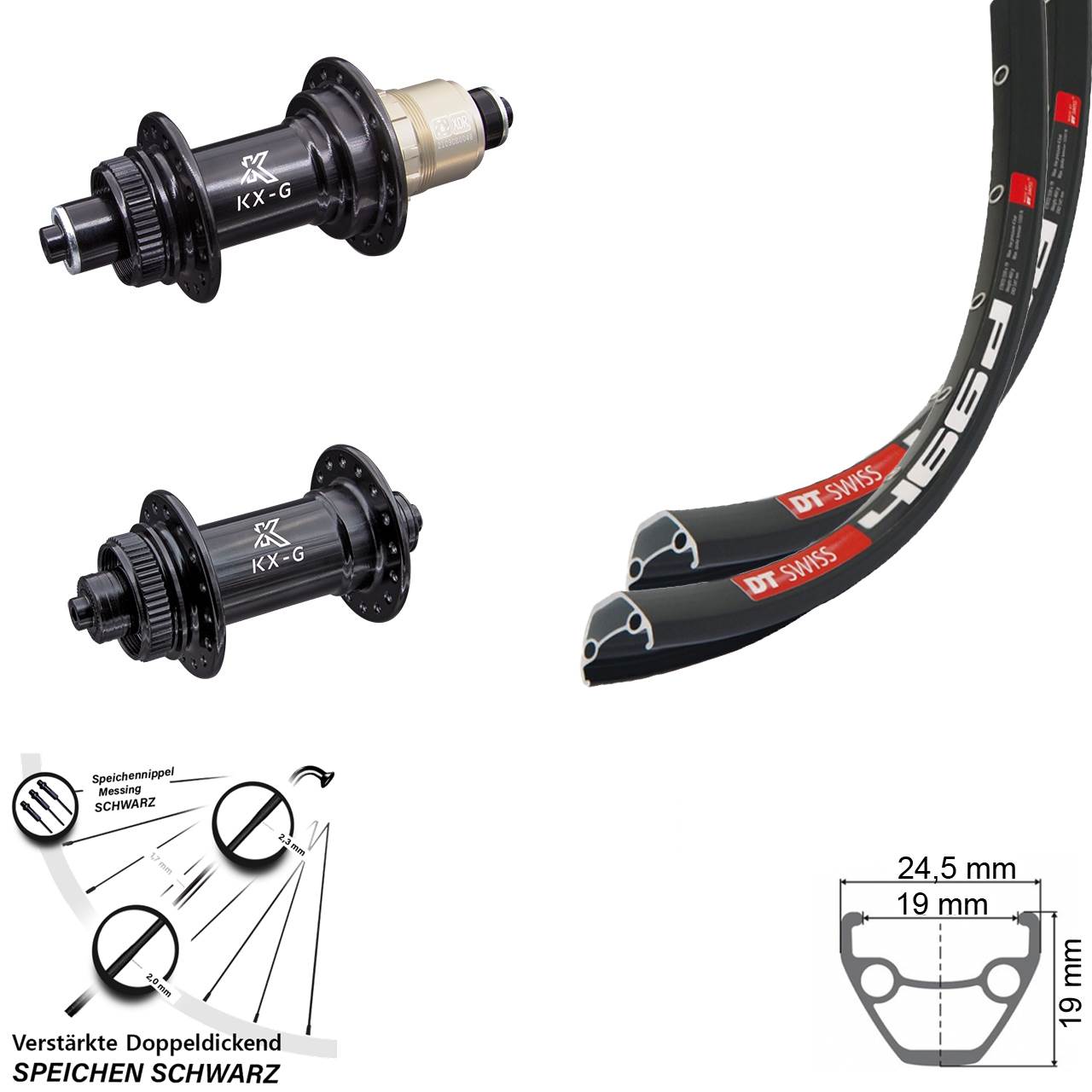 28 Zoll DT Swiss 466d Disc Laufradsatz KX-G QR XD-R schwarz