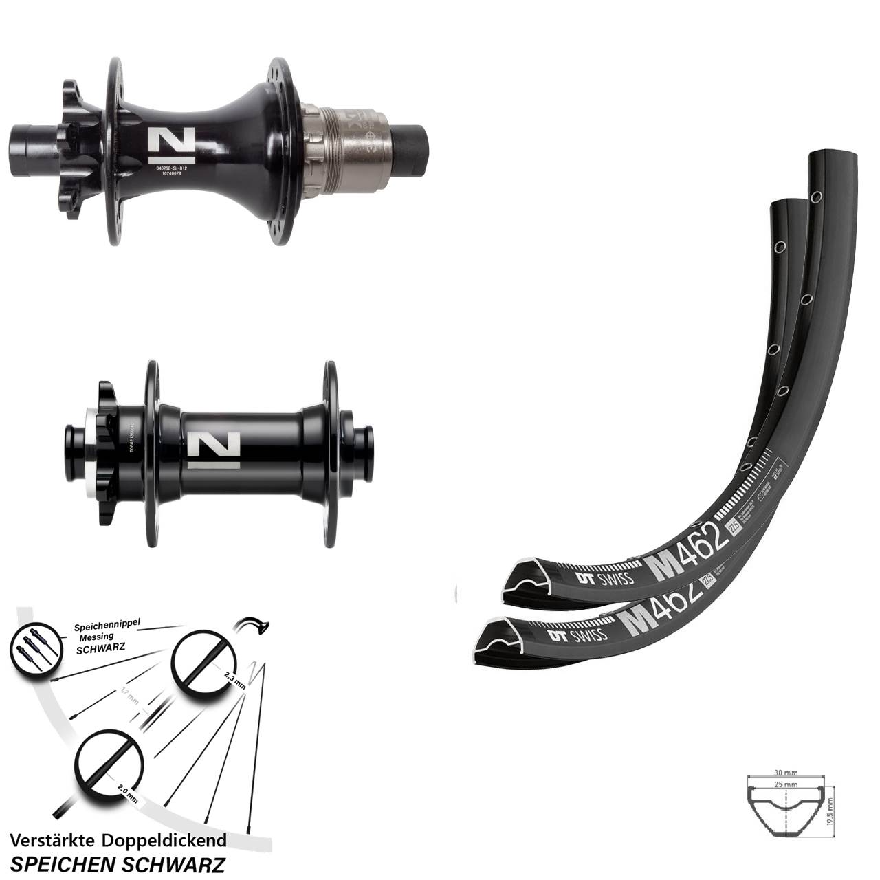 6-Loch Laufradsatz 15x110 12x148 27,5 Zoll DT Swiss M 462 Novatec D041 D462SB XD