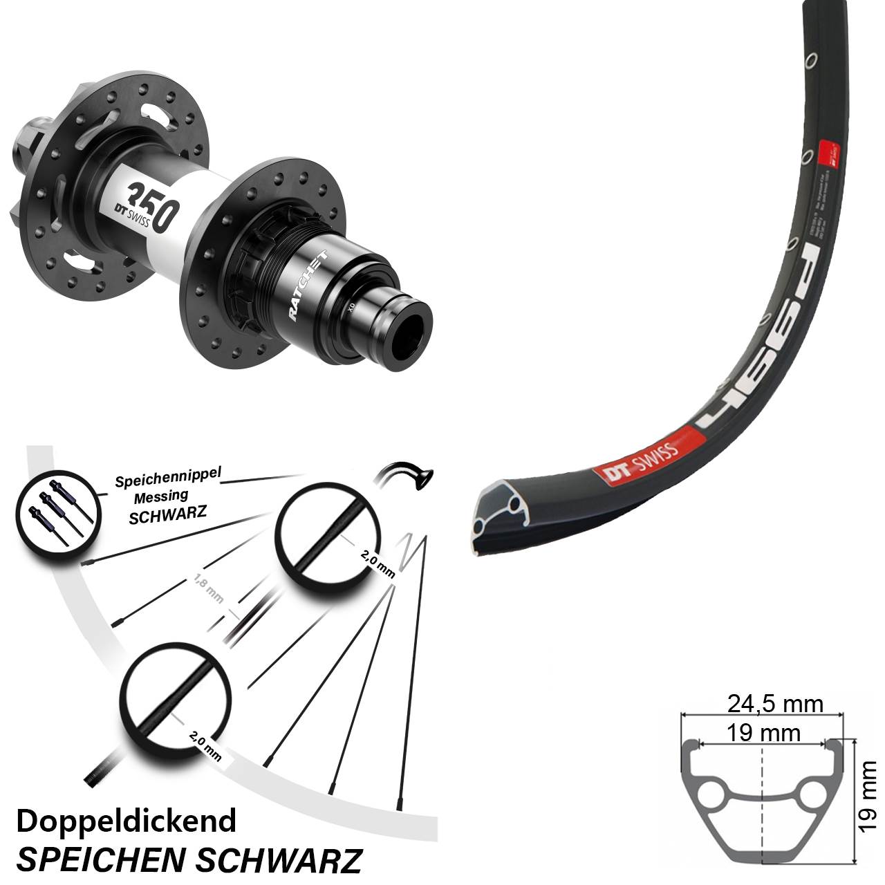 Boost 6-Loch Hinterrad 12x148 29 Zoll 466d DT Swiss 350 XD 11-12 fach