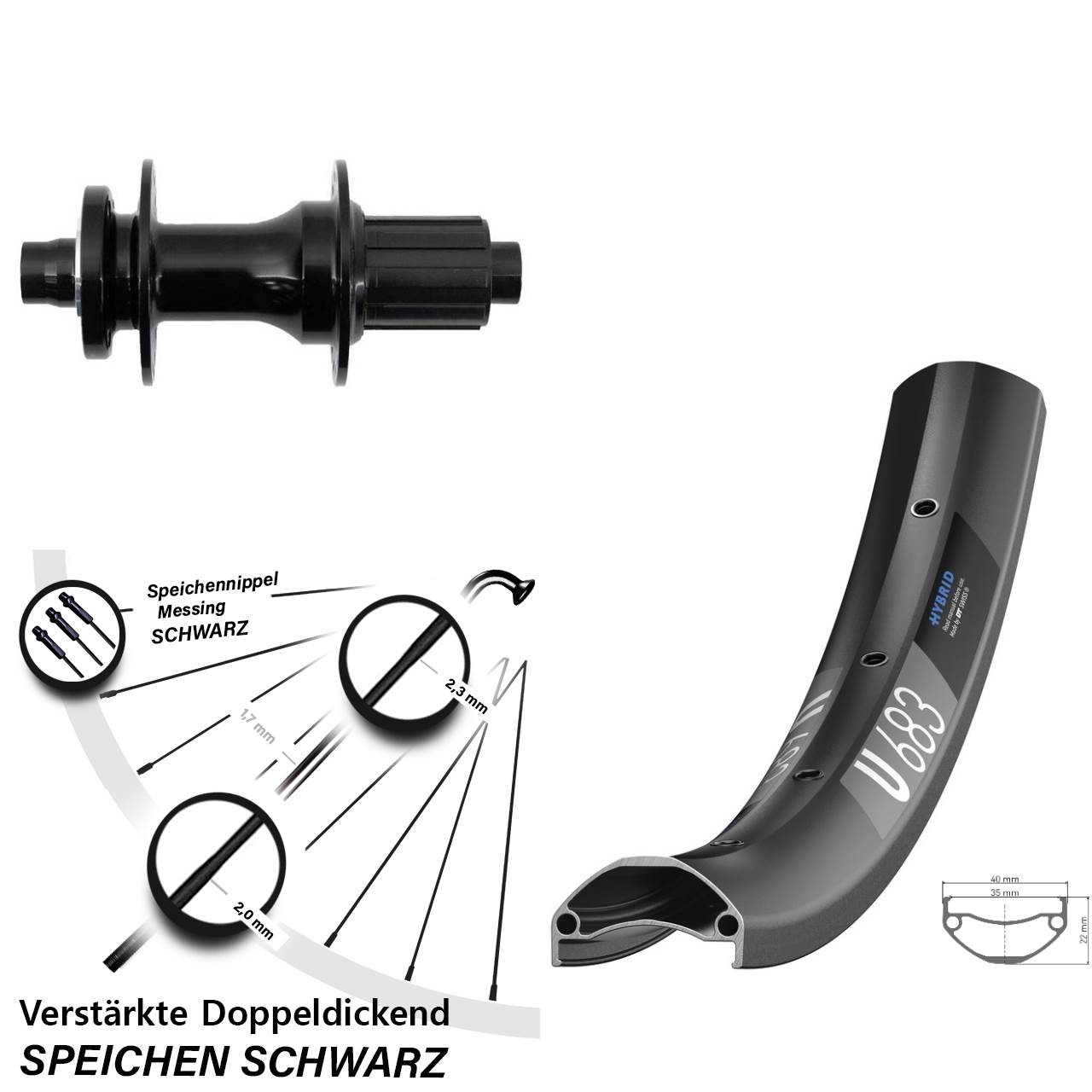 27,5 Zoll DT Swiss U 683 Fastace Disc Hinterrad 12x148 Boost 8-12 fach