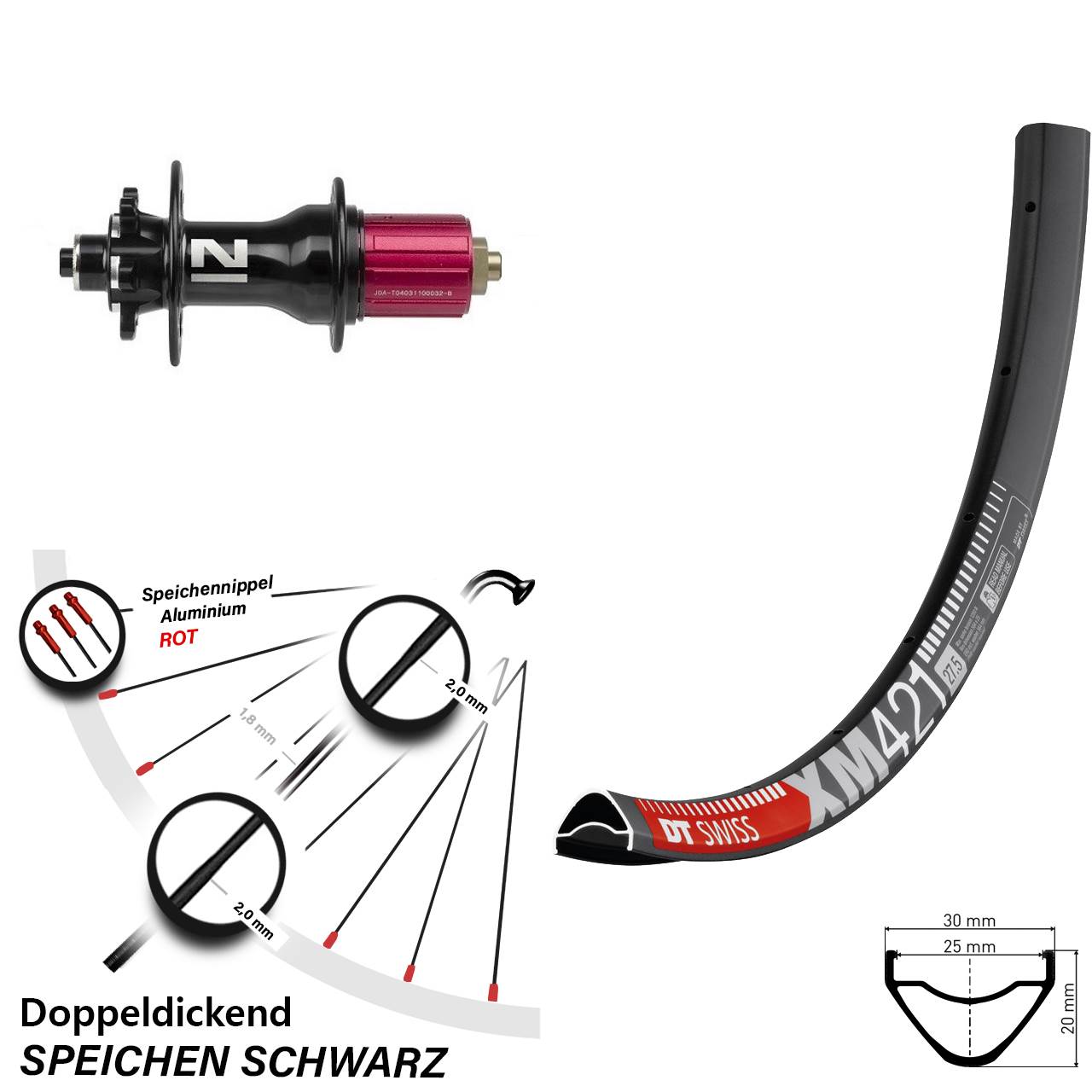 DT Swiss XM421 Novatec Superlight 29 Zoll Disc Laufrad QR 8-12 fach
