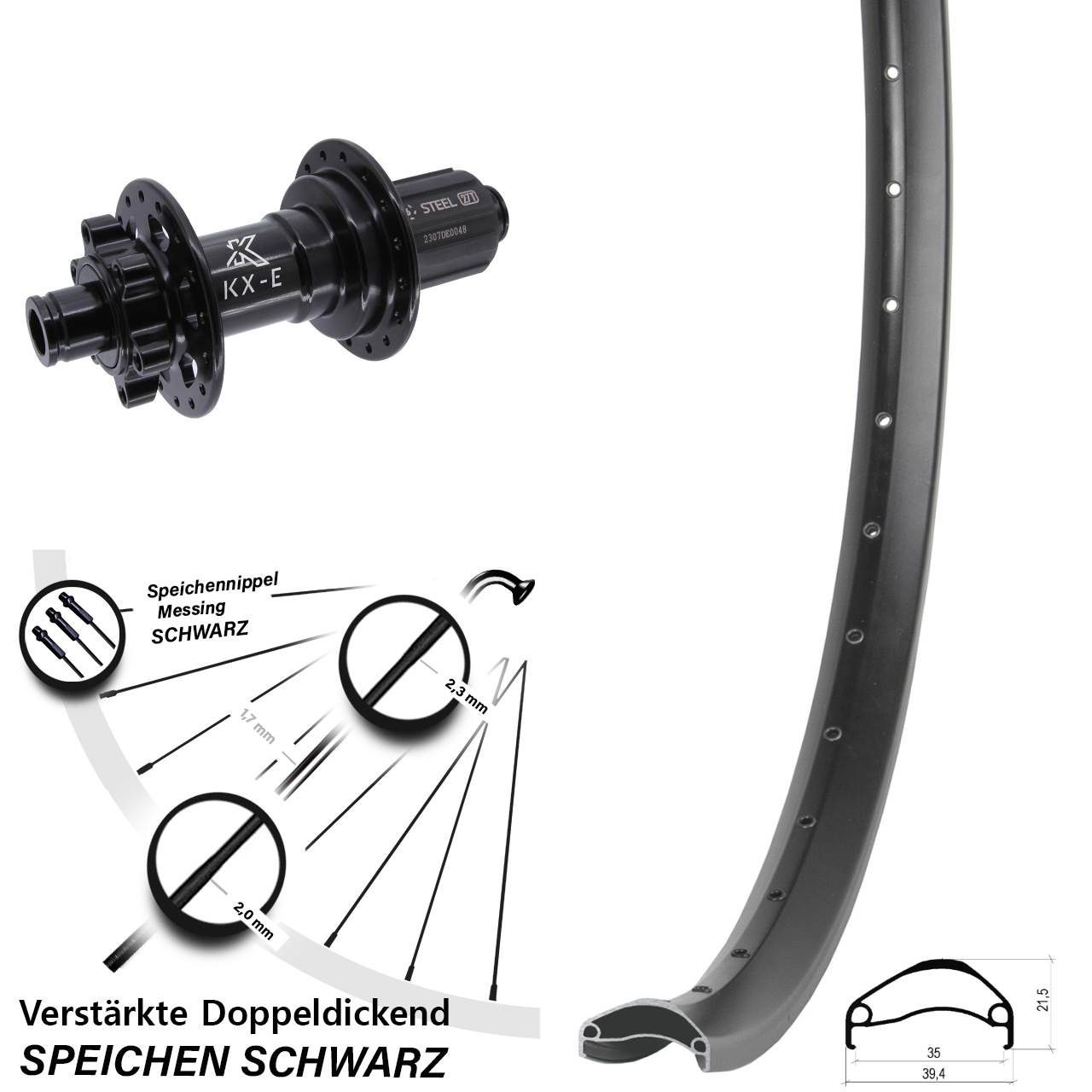 Ambrosio E35 KX-E 29 Zoll Disc Laufrad 12x148 8-12 fach HG