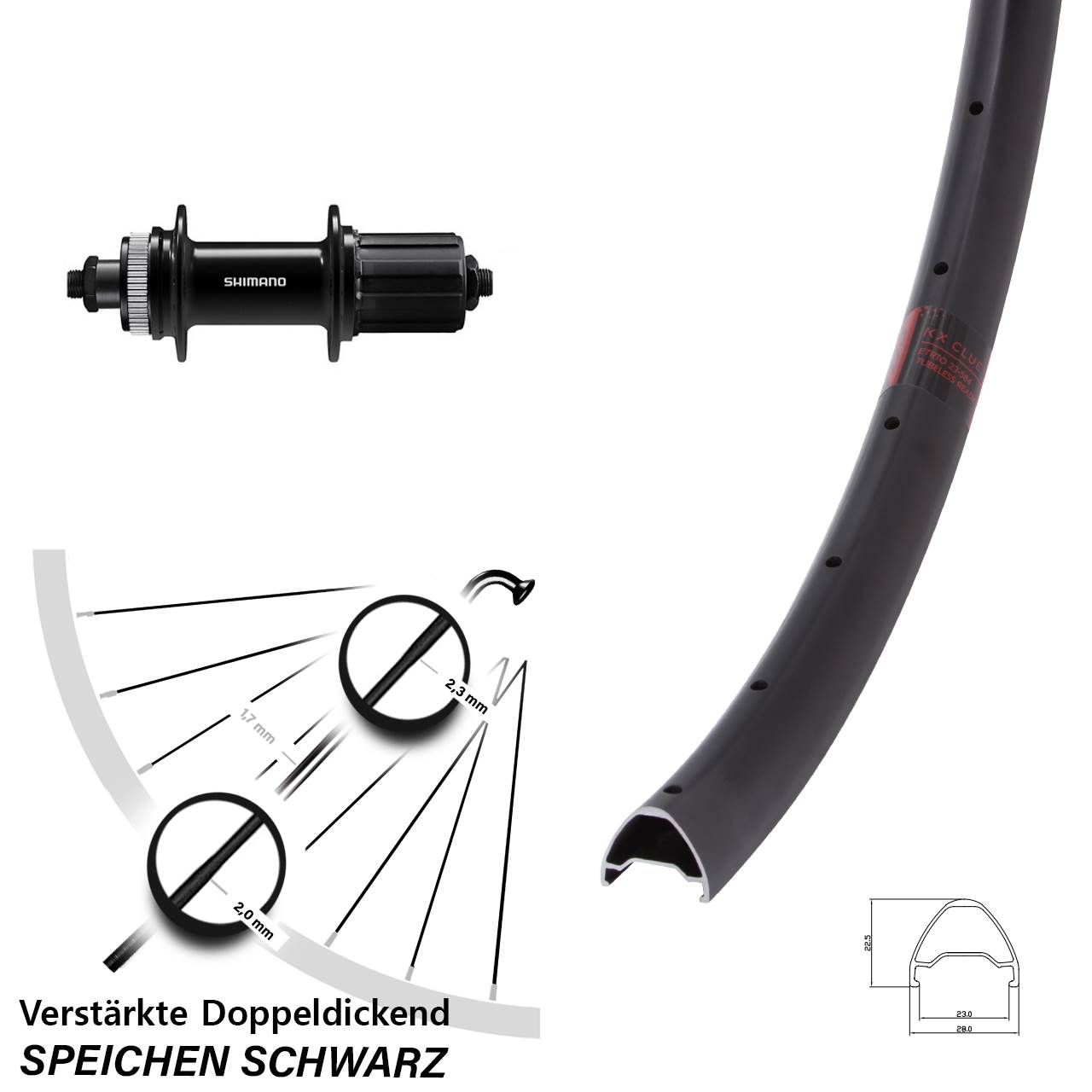 28-29 Zoll KX Clue Shimano FH-QC400 Disc Hinterrad QR 8-11 fach HG