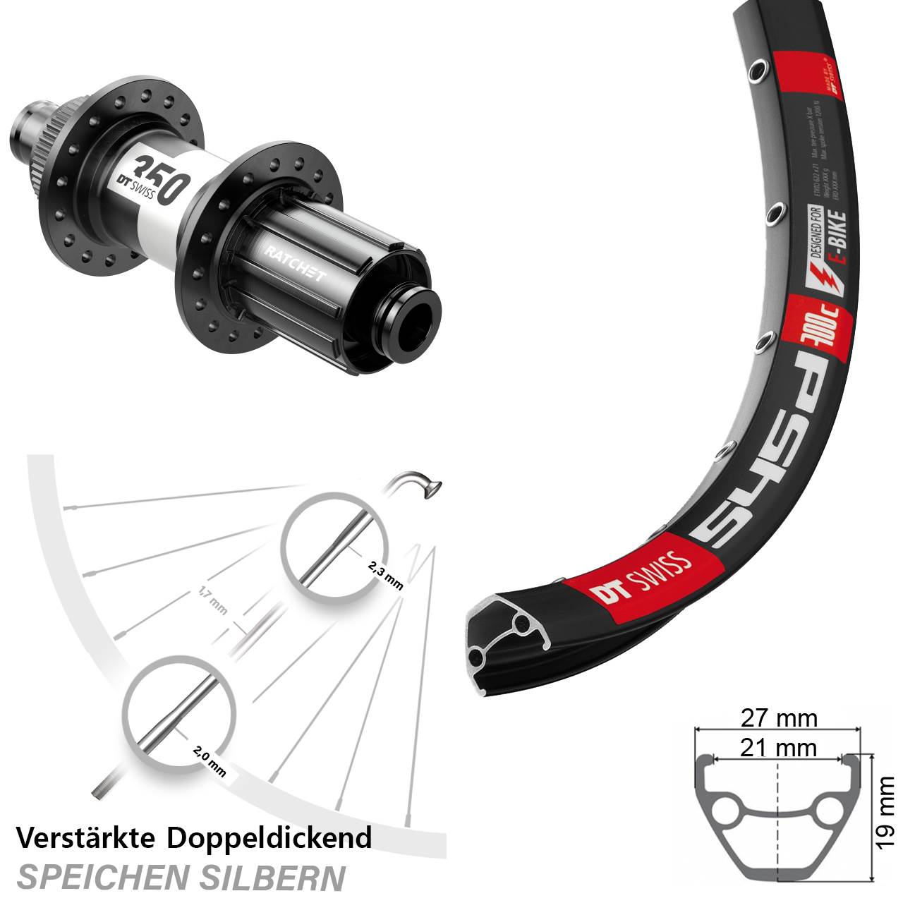 DT Swiss 545-350 28 Zoll Centerlock Hinterrad 12x142 8-11 fach