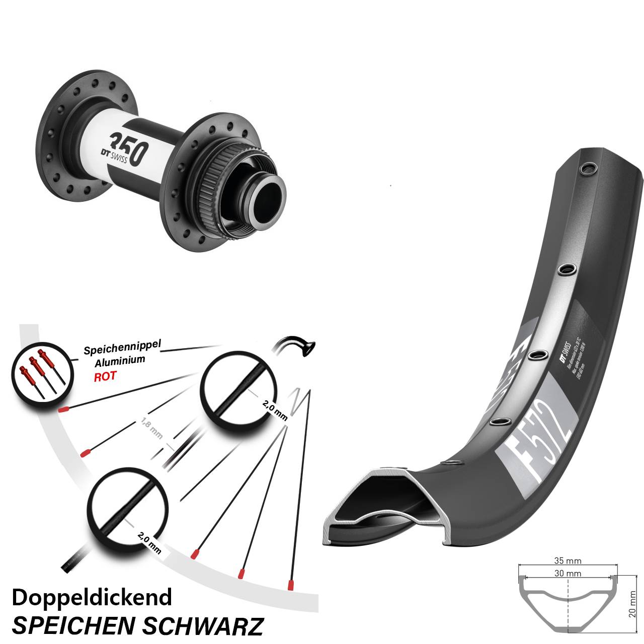 27,5 Zoll Vorderrad DT Swiss F572 350 Centerlock Boost