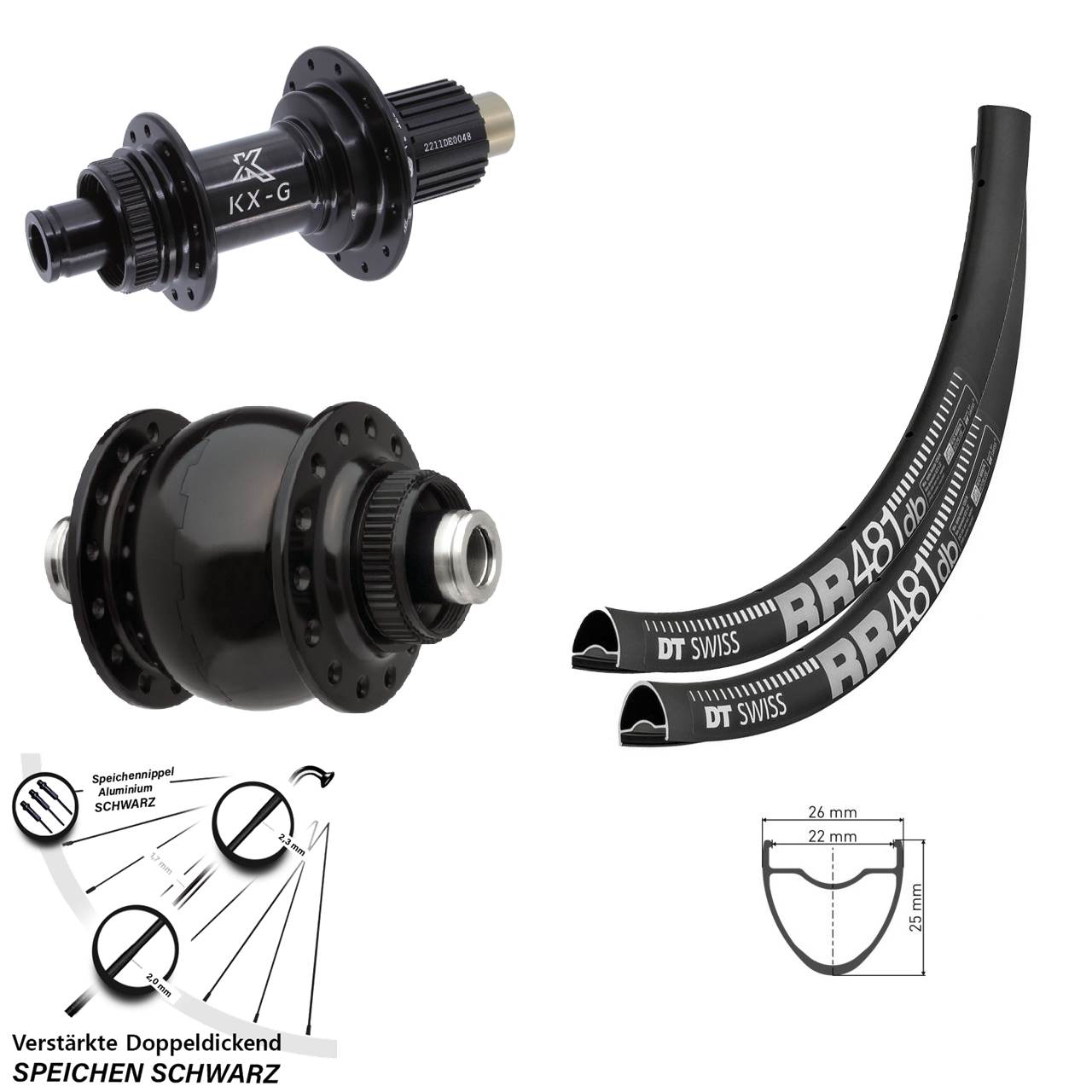 Disc Laufradsatz 12x100/142 28 Zoll DT Swiss RR 481 KX-G SON delux Shimano Micro Spline