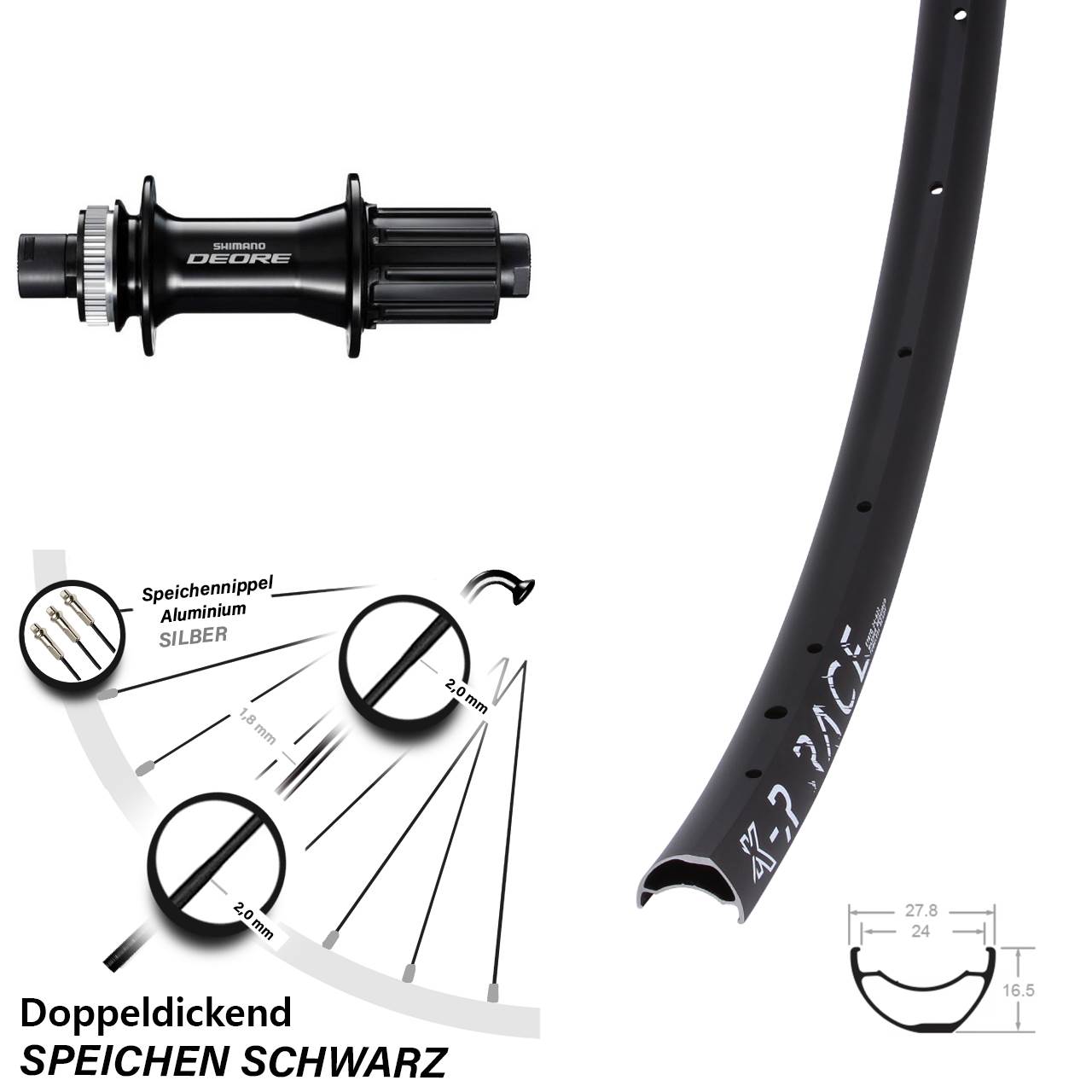 Hinterrad Centerlock 28 Zoll KX-R Race Shimano FH-M6010-B 8-11 fach 12x148 Boost