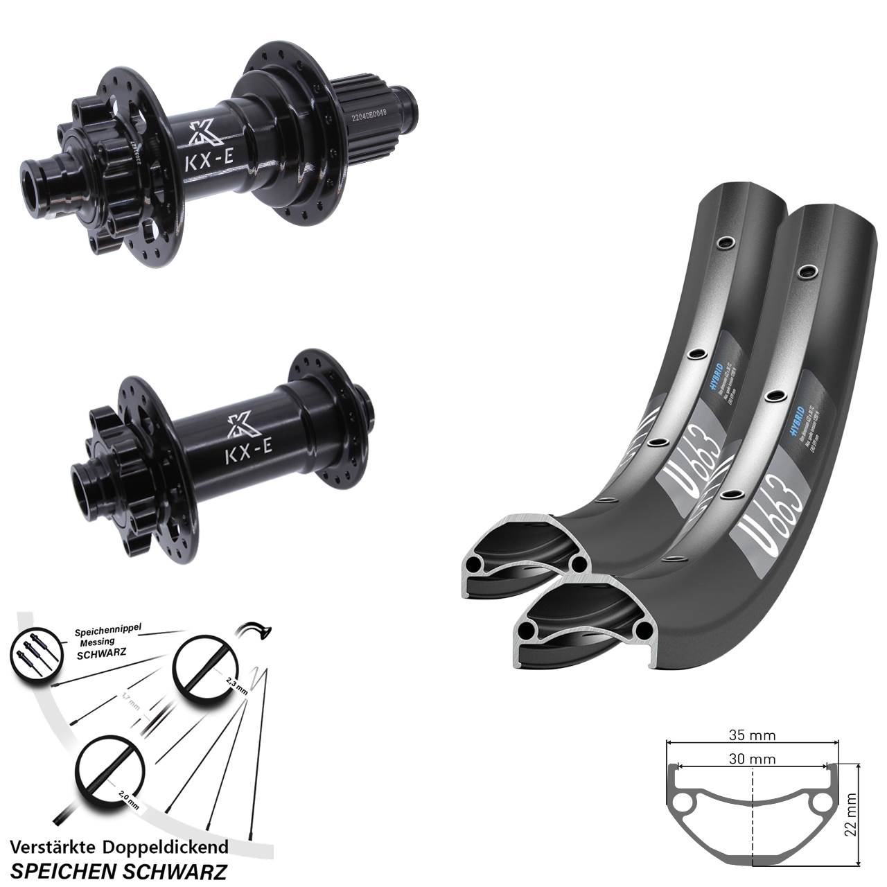 29 Zoll Laufradsatz DT Swiss U663 KX-E Disc 6-Loch Heavy Duty Micro Spline Boost