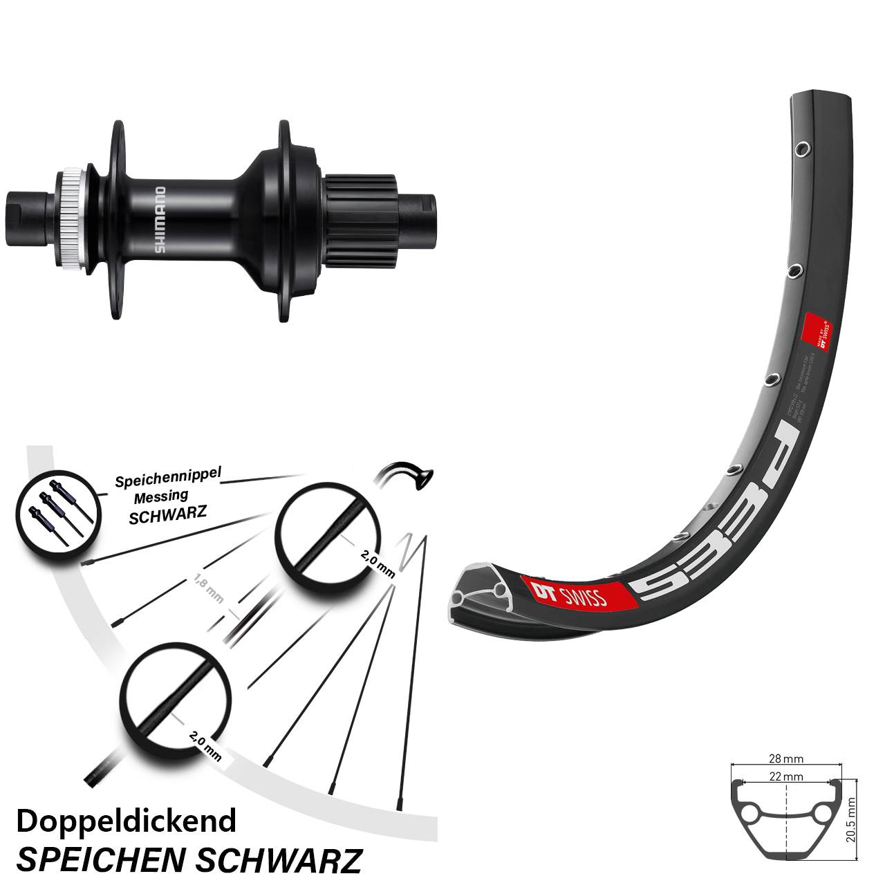 DT Swiss 533d Shimano FH-MT510B 26 Zoll Centerlock Hinterrad 12x148 Boost Micro Spline