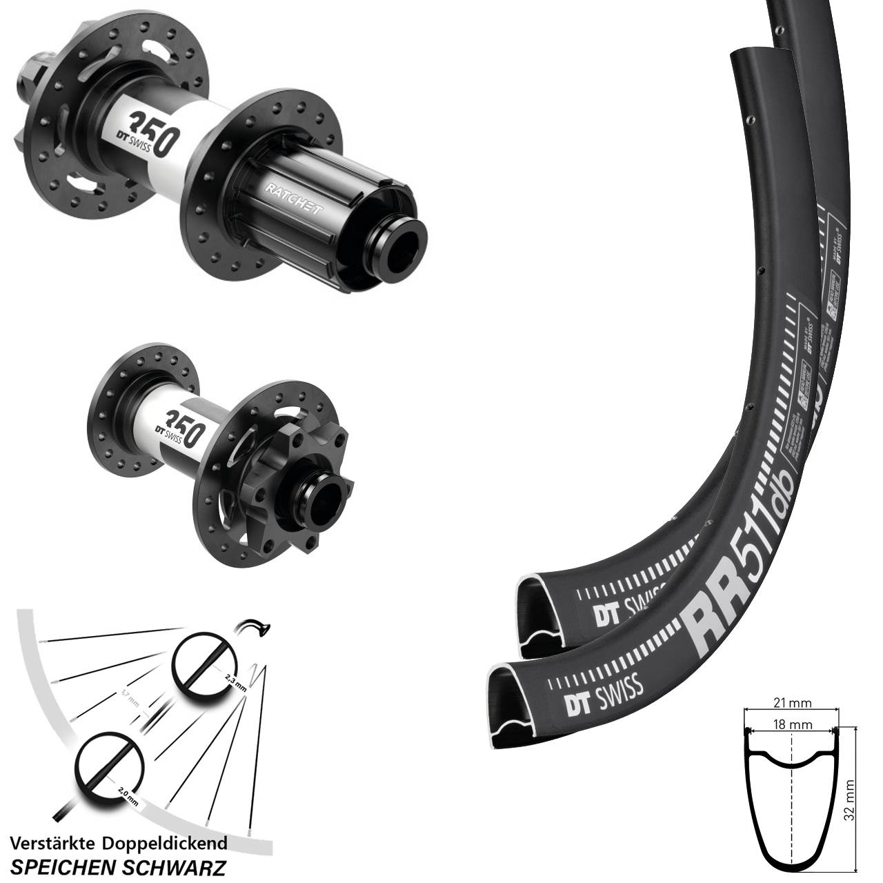 28 Zoll DT Swiss RR511 DT Swiss 350 Disc Laufradsatz 15x100 12x142 8-11 fach HG