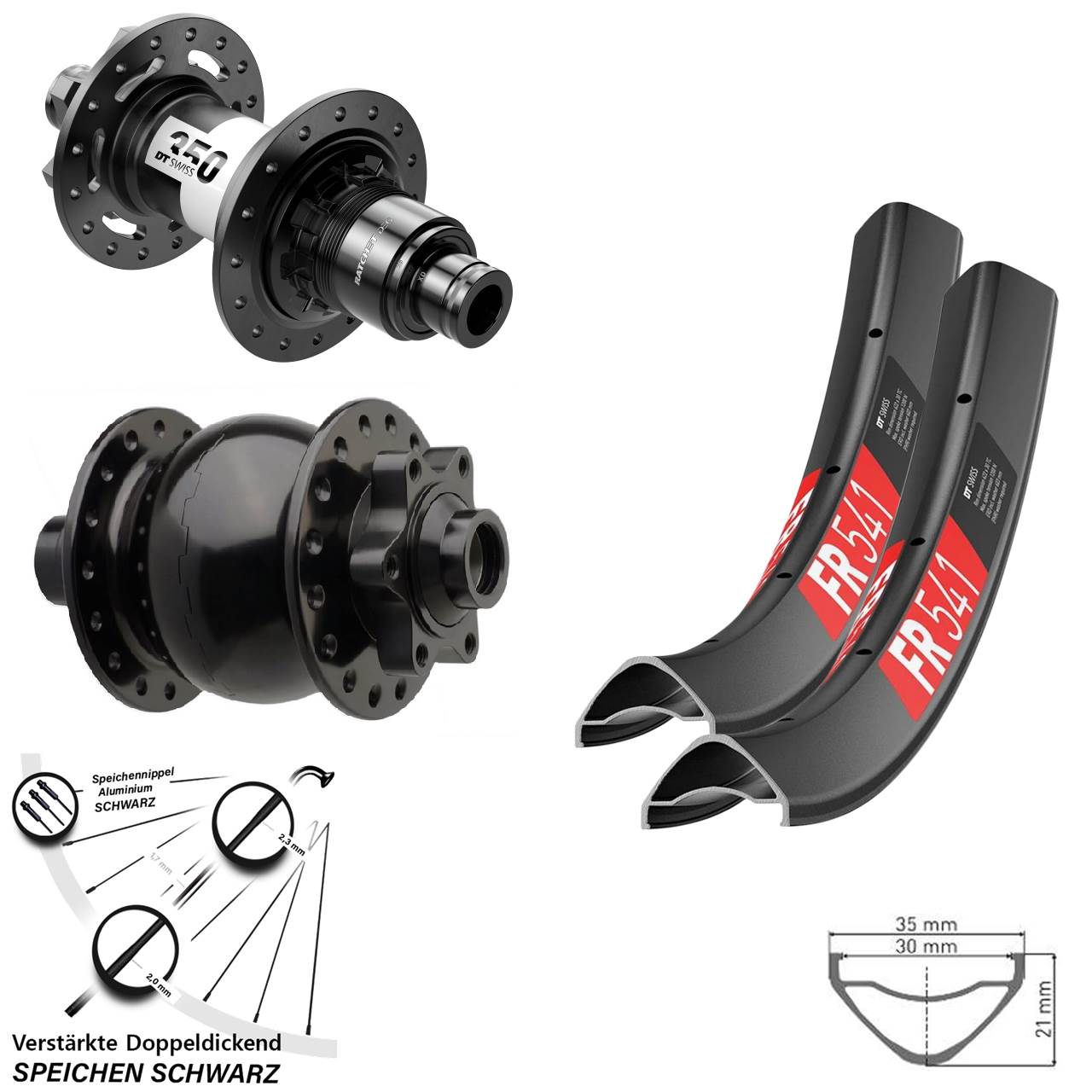 6-Loch Laufradsatz 15x110 12x148 29 Zoll DT Swiss FR541 350 DEG 72 SON 28 SRAM XD